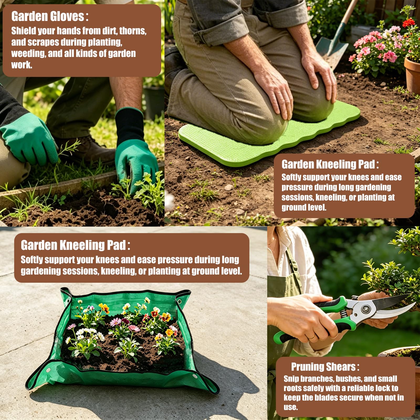 MORROWIND Juego de Herramientas de Jardinería de 13 Piezas con Bolsa de Almacenamiento Portátil Y Delantal Elegantes, Herramientas Resistentes para El Uso Diario de Jardinería de Mujeres, Verde