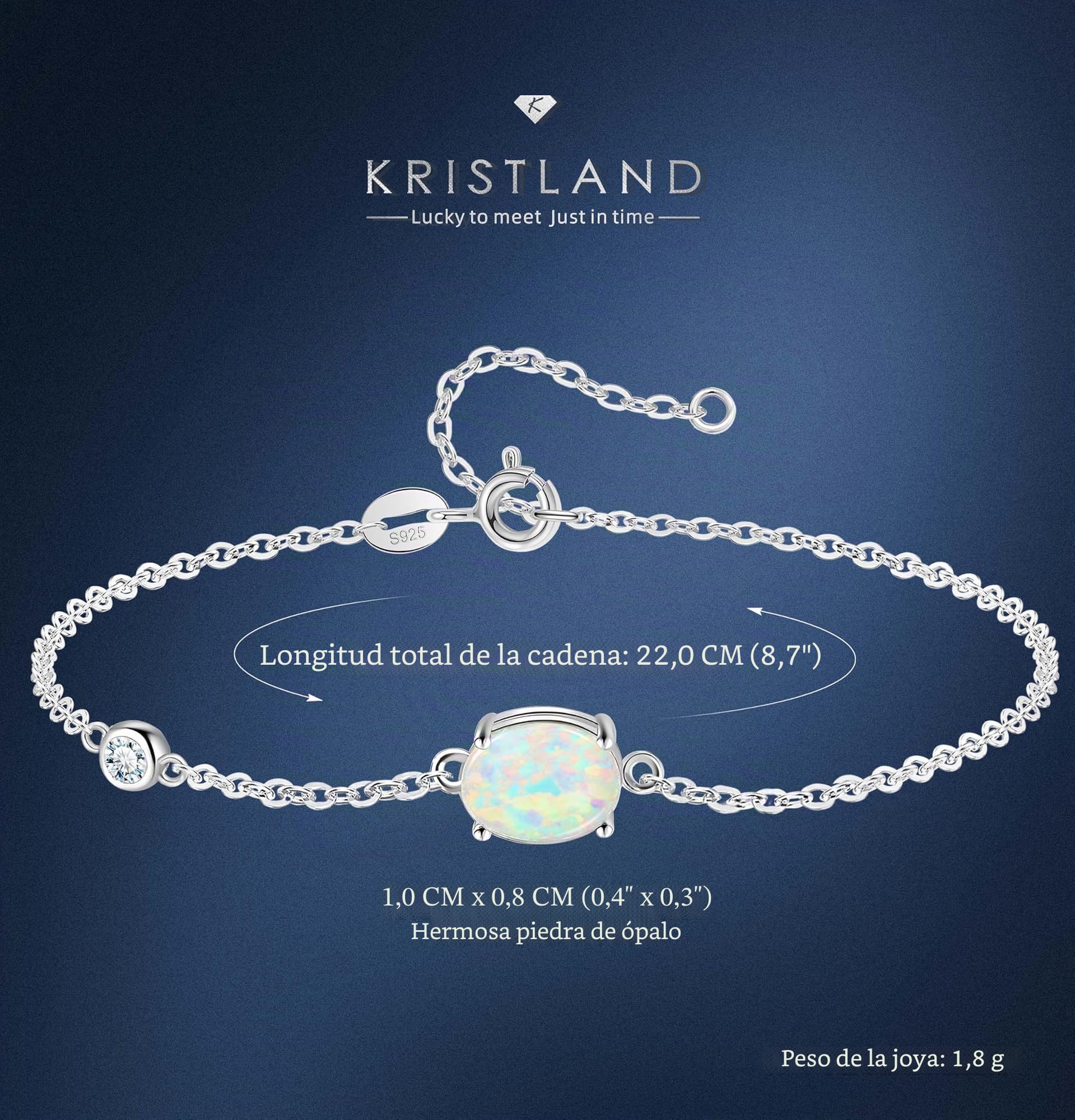 Pulsera con ópalo y circonita, plata 925