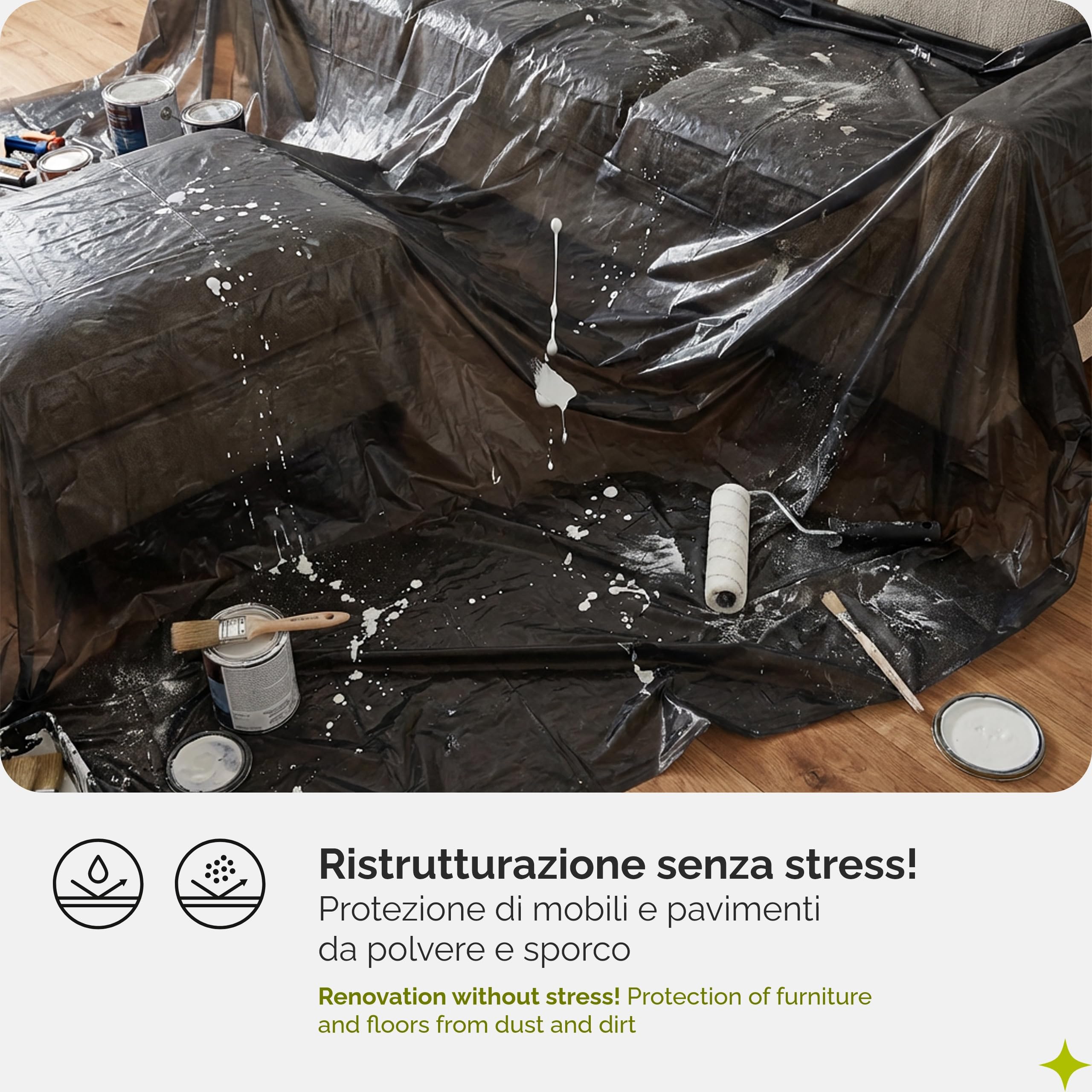 Garronda Telo per Imbiancare 4x5 m, 25 pezzi, Multiuso Teli per imbiancare LDPE 20 micron, Telo copritutto per mobili e pavimenti per pittura e lavori, grigio, coperture GD-0222