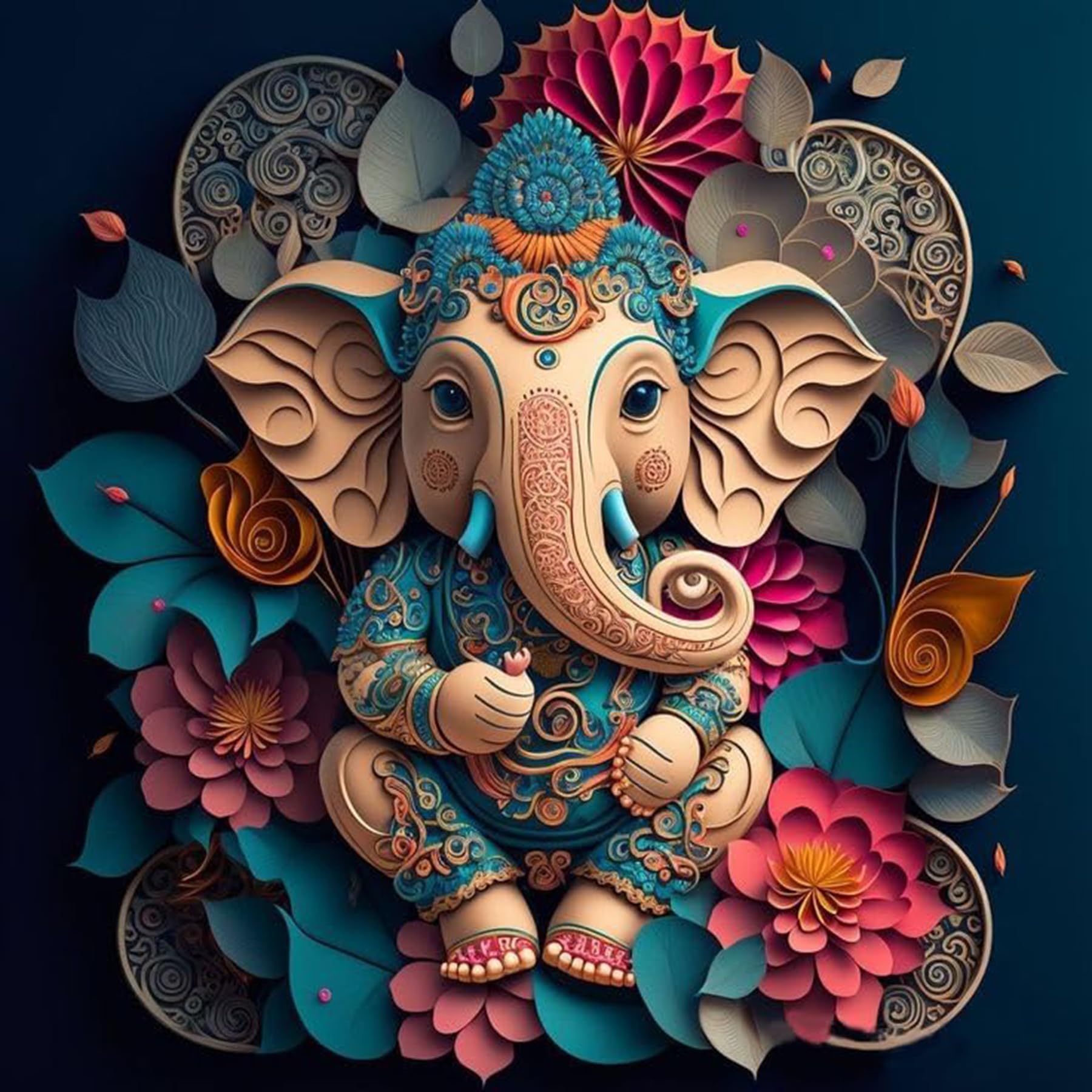 ajepon Elephant Diamond Painting Kits for Adults - Diamond Art Kits for Elephants, Hindu Elephant Gem Art Kits for Adults for Gift Home Wall Decor (14x14inch)