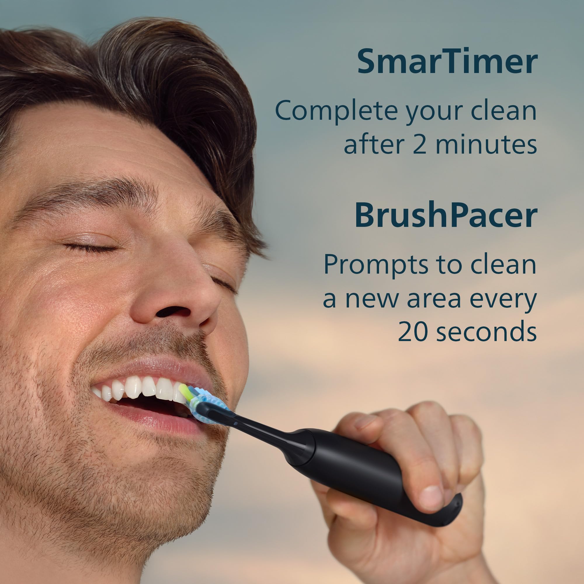 Philips Sonicare Spazzolino elettrico serie 5950, con sensore di pressione, 6 impostazioni di pulizia, SmarTimer, BrushPacer, custodia da viaggio, colore: nero, HX7131/03