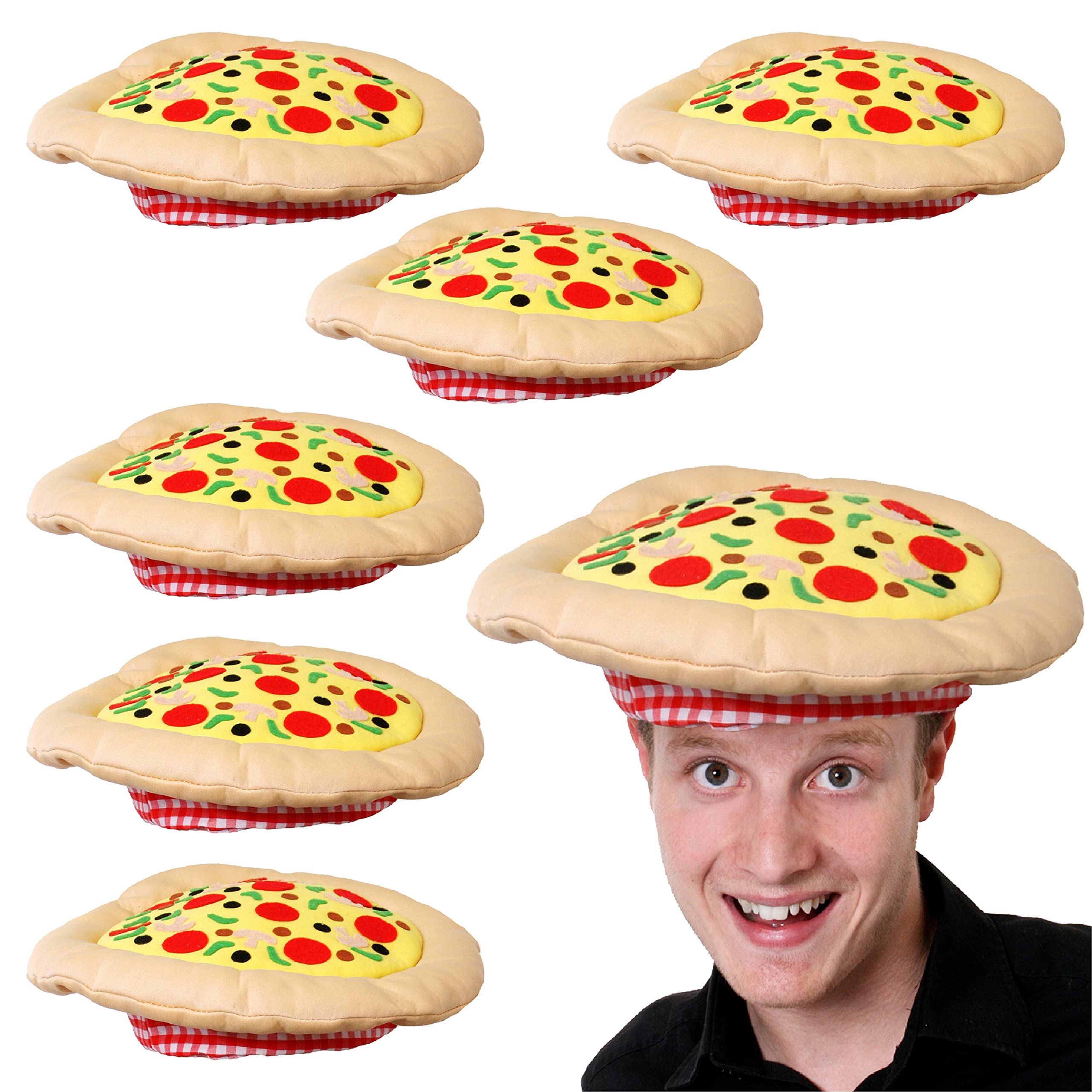Sombrero de pizza, gorro de pizza italiana, gorro de comida novedoso, perfecto para disfraces, eventos, accesorios divertidos para fiestas, paquete de 6