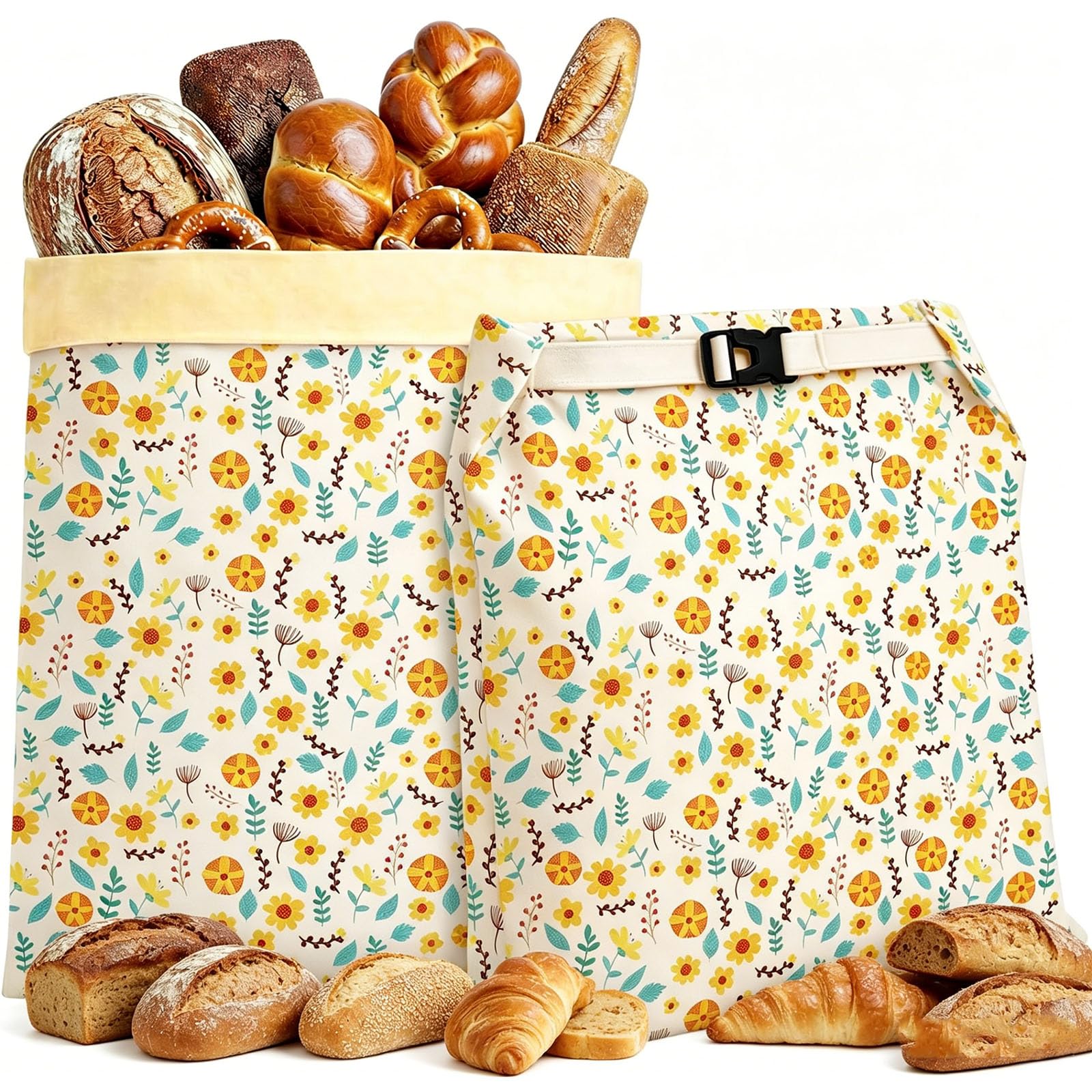 Grande contenitore per pane in cotone per lievito naturale e pagnotte fatte in casa, allunga la freschezza del sacchetto del pane cerato