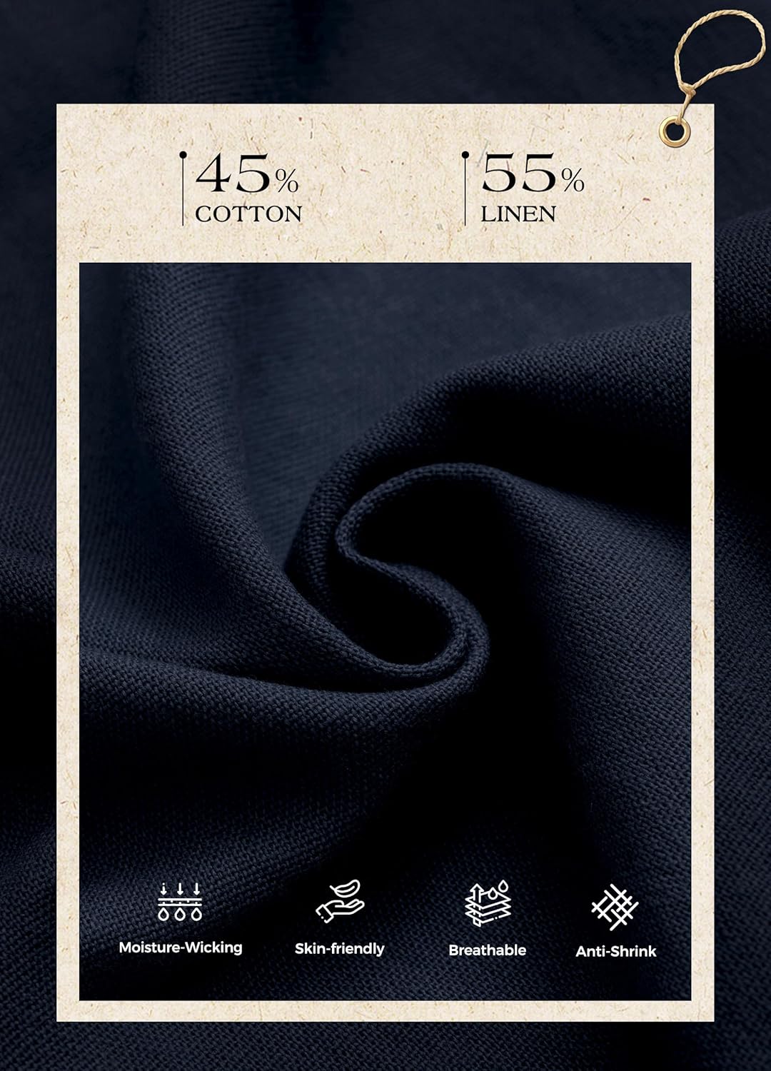 Women Linen Pants 2025 Paperbag Wide Leg Dress Pants High Waisted Work Slacks Tie Knot Trousers with Pockets 28" Navy Blue XXL - Image 7