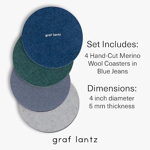 Miniatura 8 de Graf Lantz Bierfilzl 100% lana merina, absorbe la humedad, posavasos de fieltro absorbente, cuadrado, multicolor, juego de 4, cúrcuma