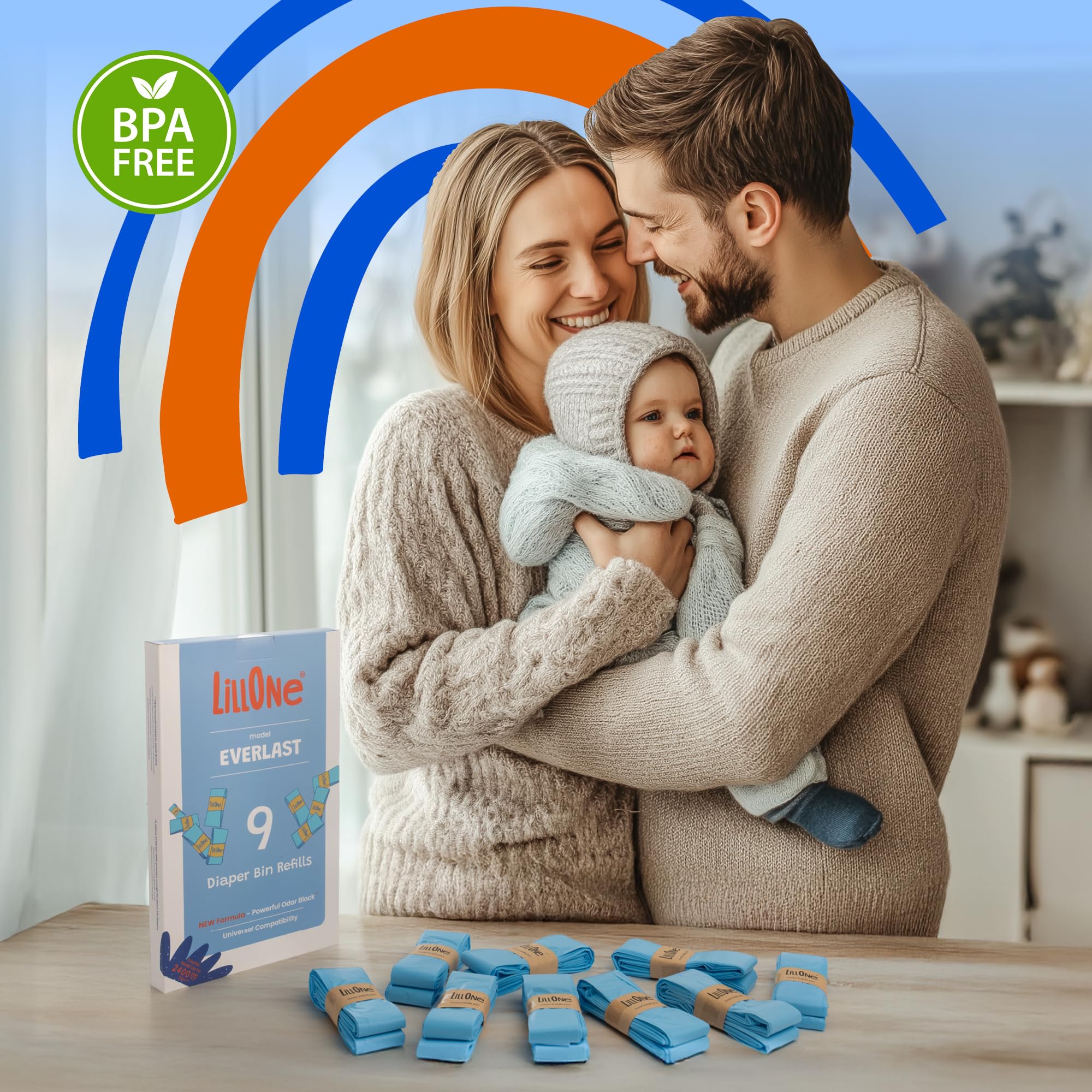 LillOne EVERLAST 9 Ricariche Mangiapannolini Universali Extra Lunghe 6,5 m Spessore Maggiorato Anti Odore e Perdite Compatibili con Angelcare, Maialino Foppapedretti, Tommee Tippee, LitterLocker