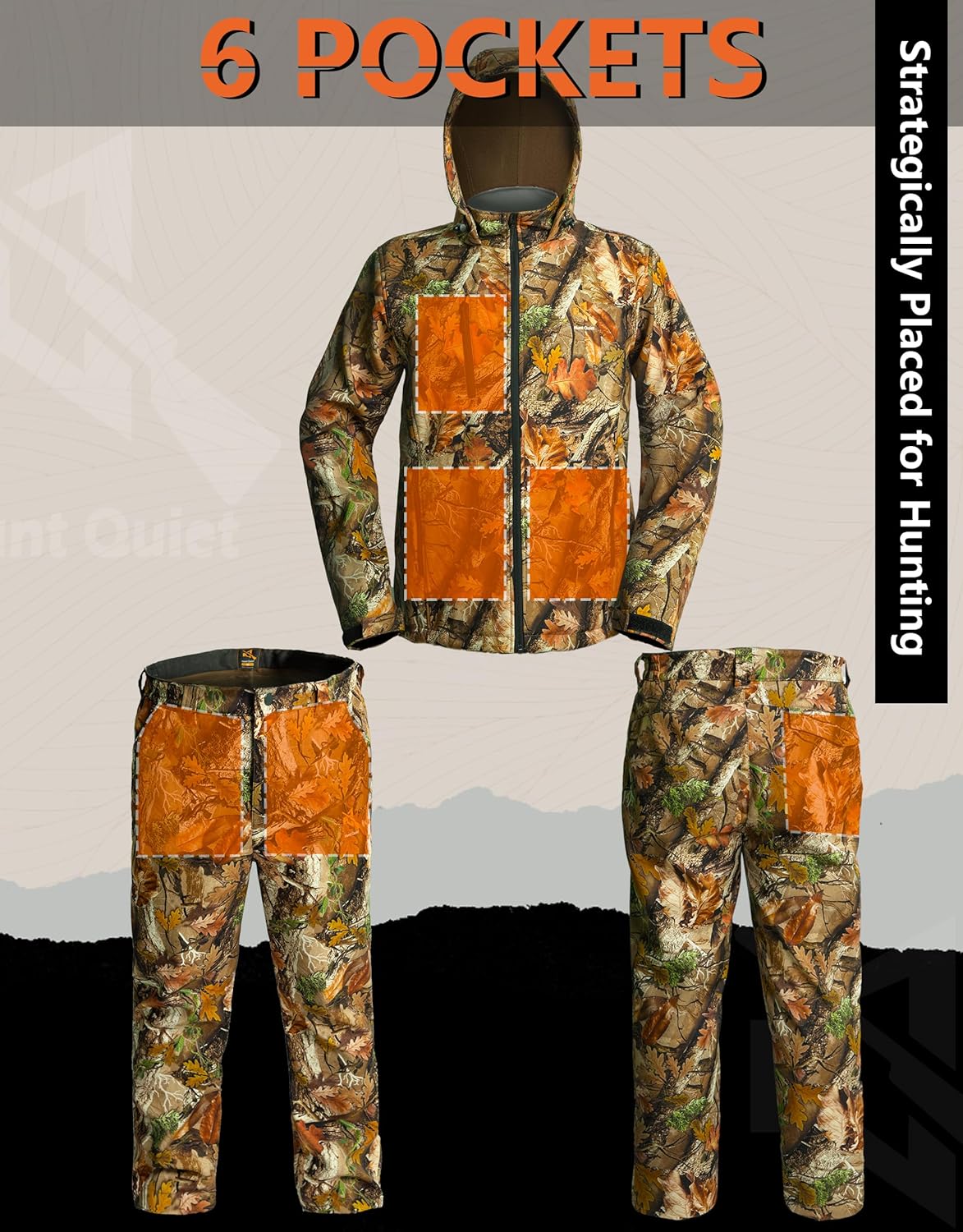 Hunting Clothes For Men, Silent Water-Resistant Hunting Jacket & Pants Set with Fleece Lining for Warmth M-XXL - Image 4