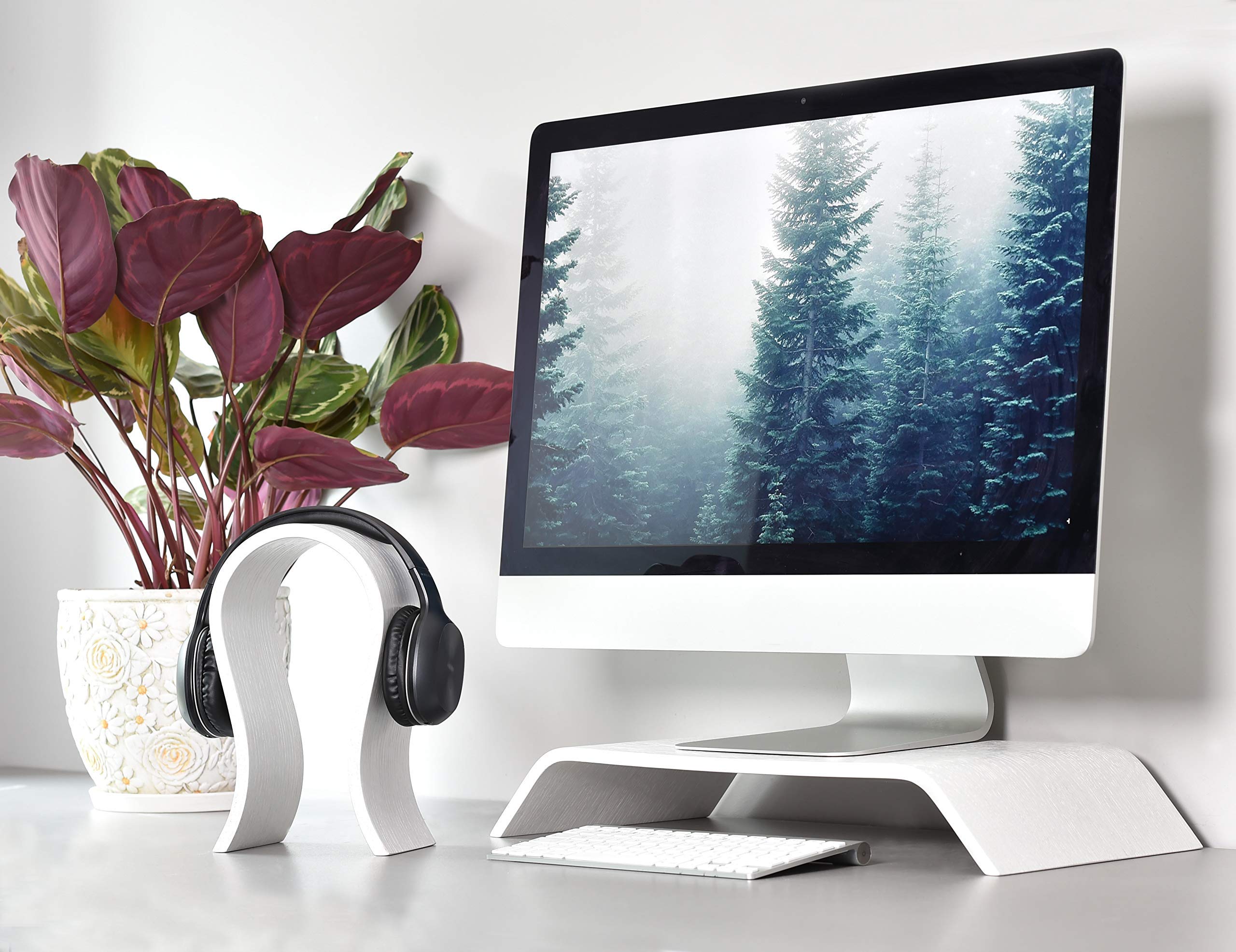 Kopfhörer Ständer aus Holz, Minimalistisches Stilvolles Detail für Ihren Schreibtisch, Ideale Headset Halterung - Geschenk für Ehemann, Freund