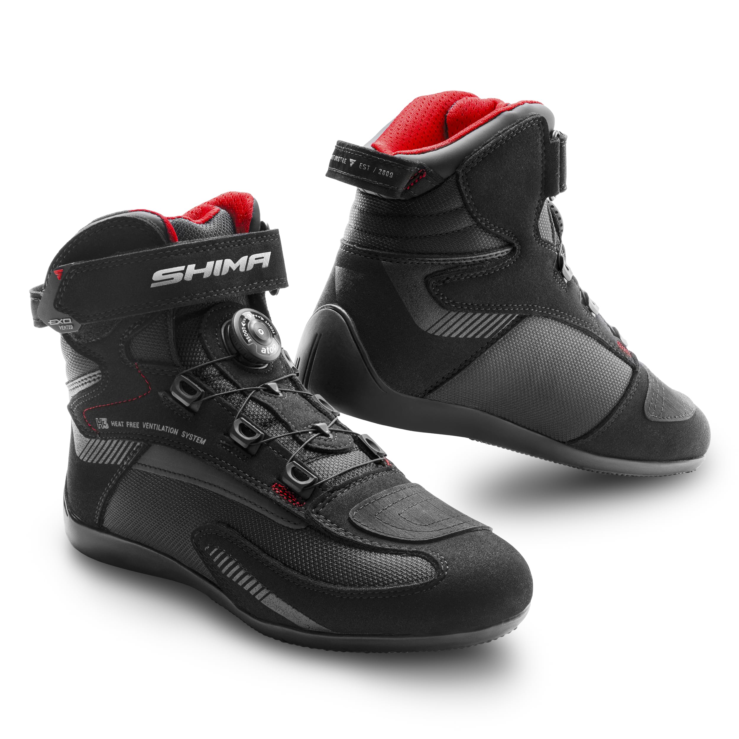 SHIMA EXO Vented, Motorbike Shoes for Men | Breathable, Reinforced Street Riding Shoes with ATOP Closure System, Ankle Support, Anti-Slip Sole, Gear Pad (Black, 11)