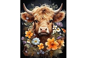 Rousp DIY 5D Diamond Painting Art Kits for Adults: Unveil the Highland Cow's Majestic Beauty
