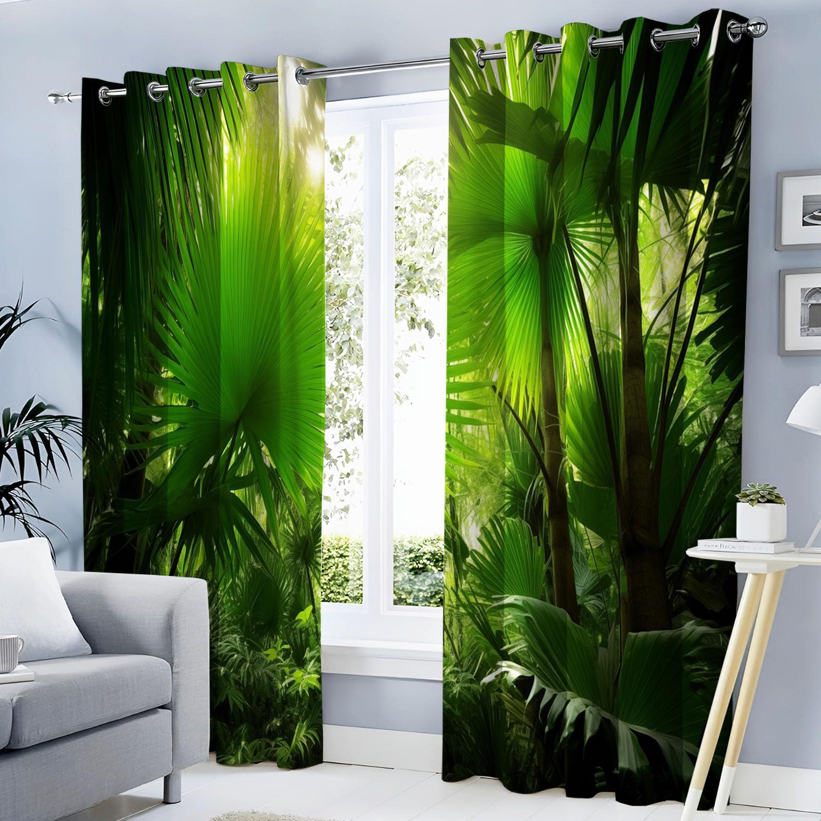Rideaux occultants jungle vert émeraude 140x175 isolant thermique