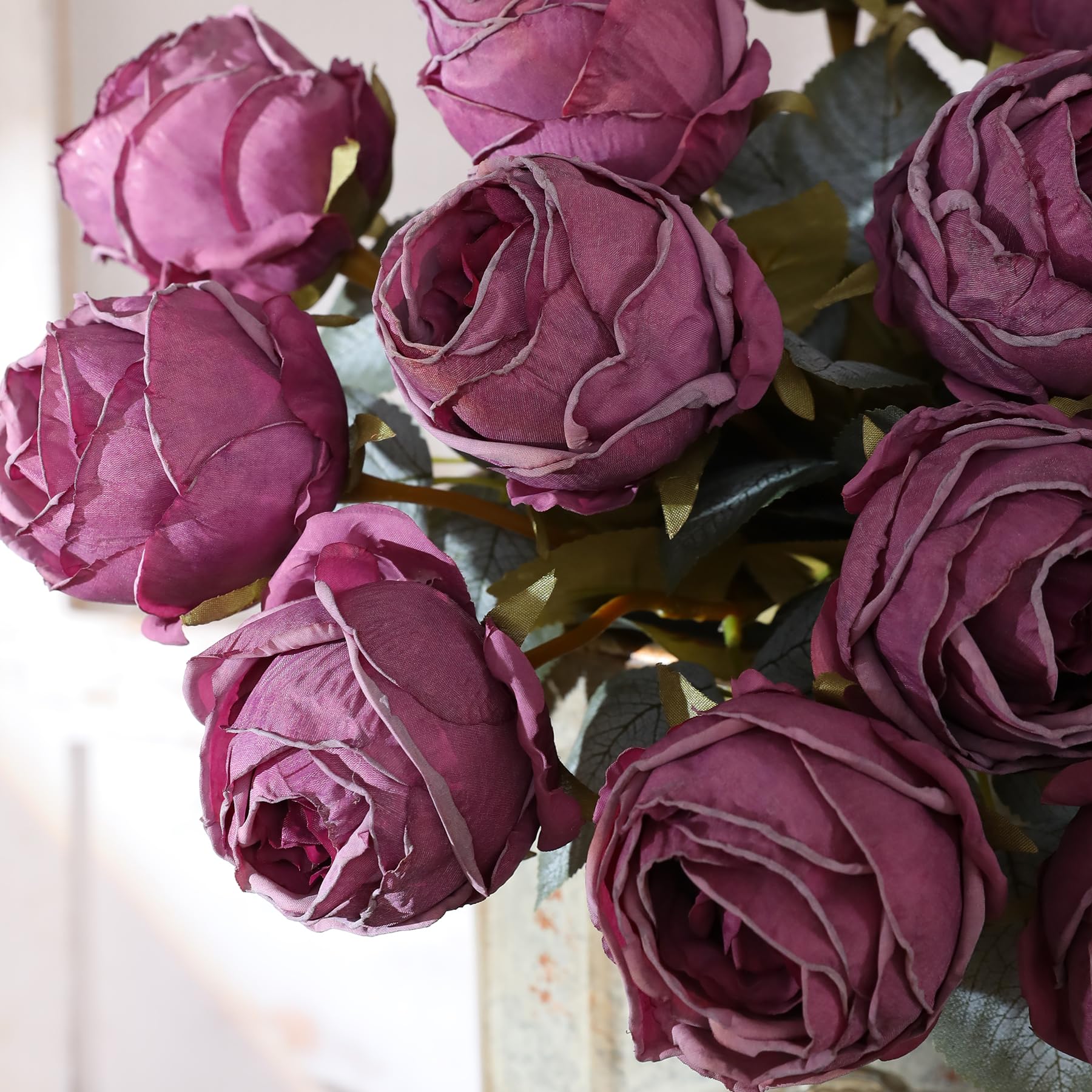 Kisflower Artificial Roses Blue Flower, 20 Inch Tall Single Rose Long Stem Fake Flower, Silk Blossom Rose - Image 4