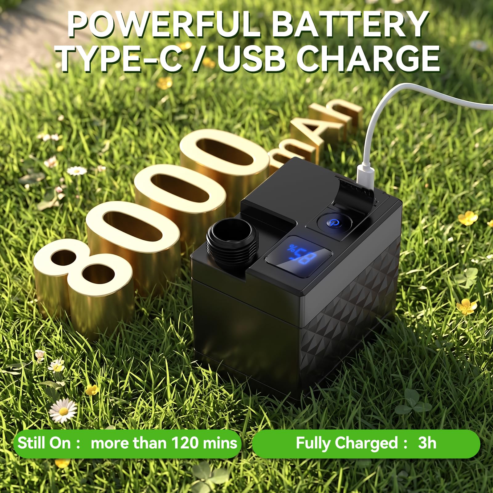 Cadrim Ducha de Camping Portátil con Bomba, 3 Modos de Salida,Sin Escobillas Silencioso y Antisequedad, Batería 8000 mAh,Ligera y Compacta,Ducha Portatil Camping Motor Uso Inalámbrico para Exteriores