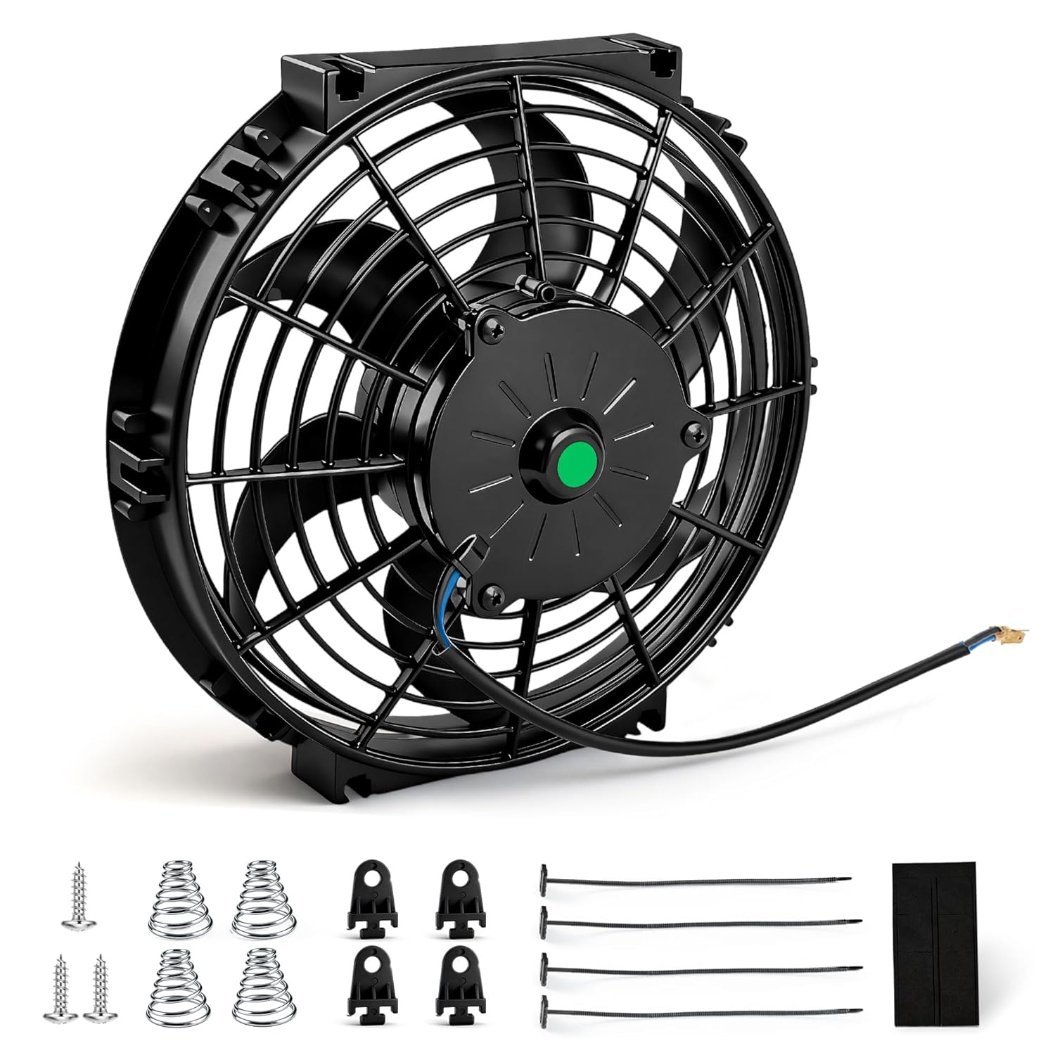 10 inch Slim Fan Push Pull Electric Radiator Cooling Fan 12V 80W with with Fan Mounting Kit Black