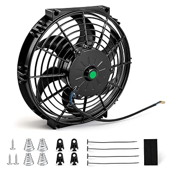 10 inch Slim Fan Push Pull Electric Radiator Cooling Fan 12V 80W with with Fan Mounting Kit Black