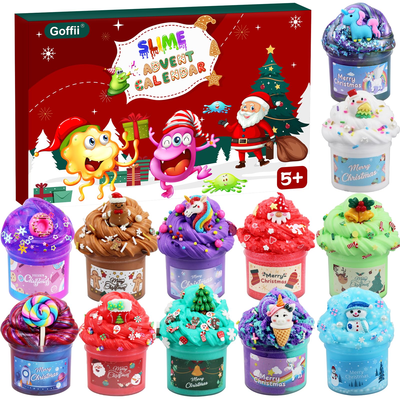 Goffii Slime Advent Calendar 2025, Christmas Countdown Calendar 24 Days, Butter and Crystal Slime with Accessories