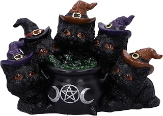 Nemesis Now Kindle's Potion Cat & Cauldron LED 18.8cm | Resin, Cast in the Finest Resin, Expertly Hand-Painted