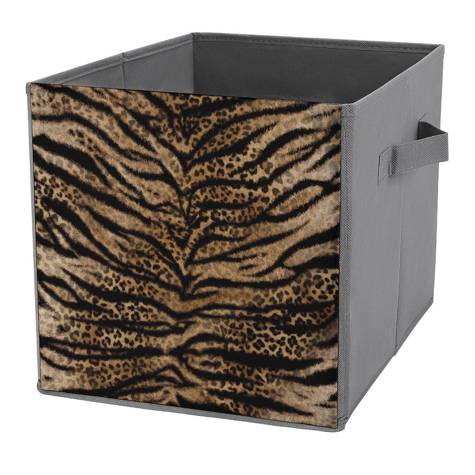 AOOEDM Leopard Print Cube Storage Bins 11 x 11 Collapsible Storage Bins Animal Skin Funny Cube Storage Bin Fabric Storage Cubes Organizer with Handles, Storage Cubes for Home, Closet Toys