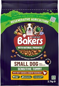 BAKERS Small Dog Sensitive Tummy with Tasty Chicken and County Vegetables Dry Dog Food 2.7kg (Pack of 4)