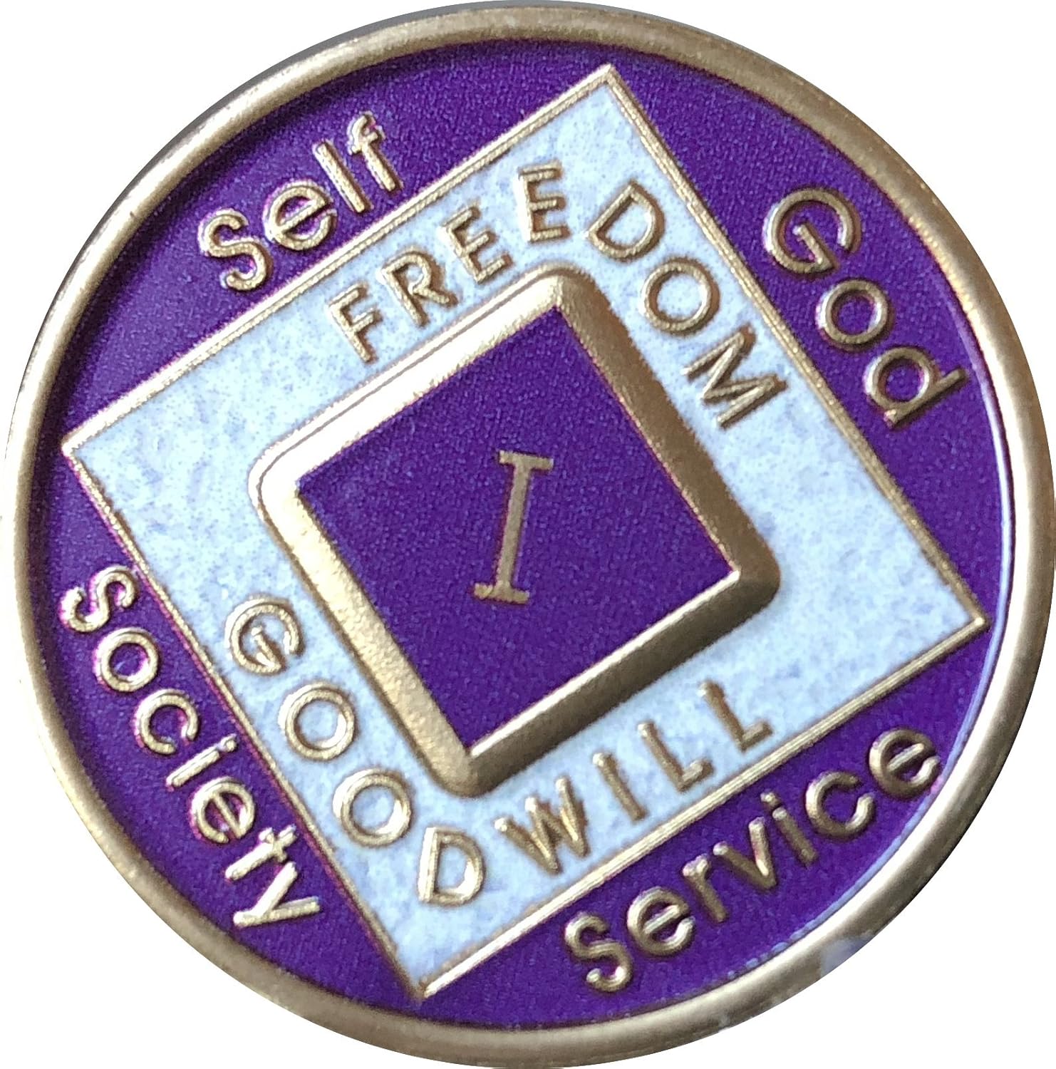 1 Year Purple NA Medallion Official Narcotics Anonymous Chip