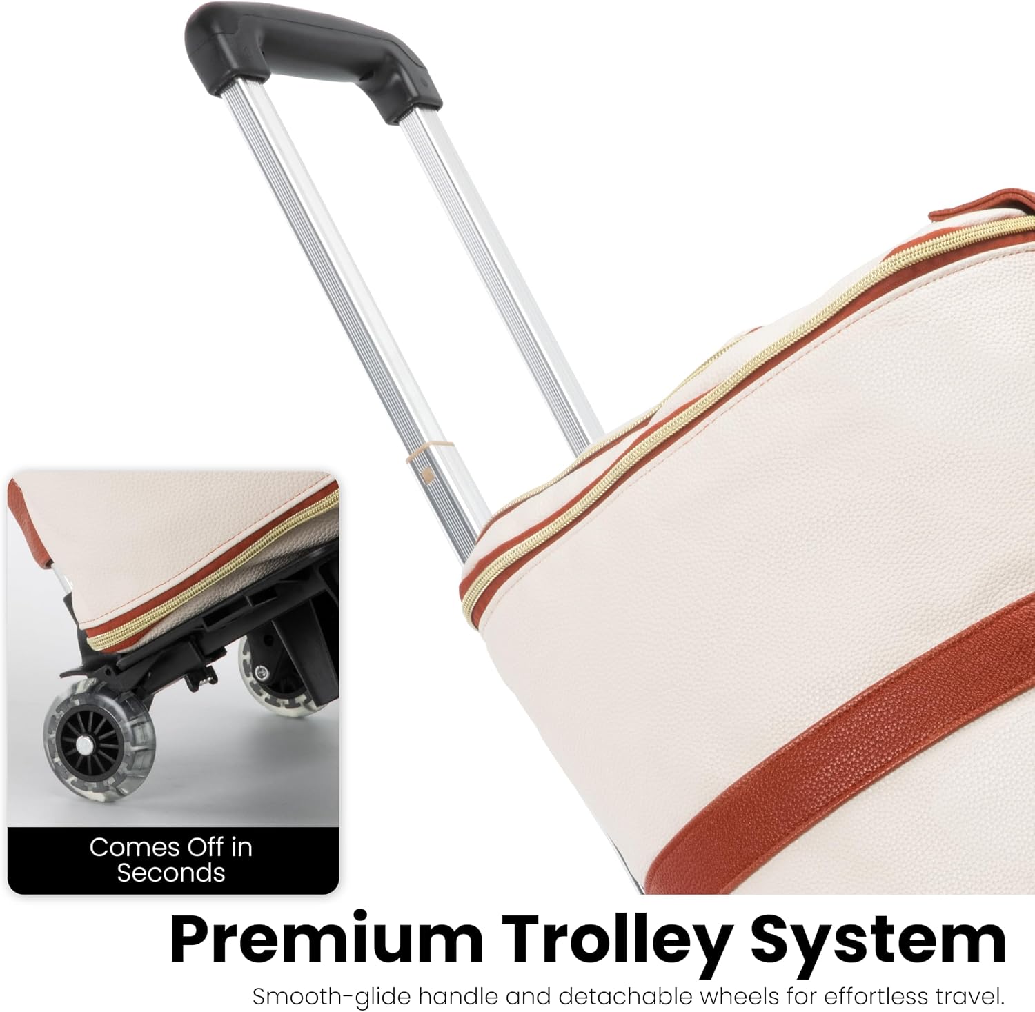 Travel Convertible Carry On Garment Roller Bag 2.0 with Shoe Pouch & Detachable Shoulder Strap – Improved Zipper and reinforced straps - Snow thumbnail