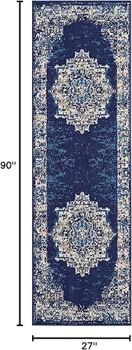 Vista 2 de Nourison Grafix - Alfombra persa de 2 pies 3 pulgadas x 7 pies 6 pulgadas, moderna, fácil de limpiar, no se desprenden hilos, para dormitorio, sala