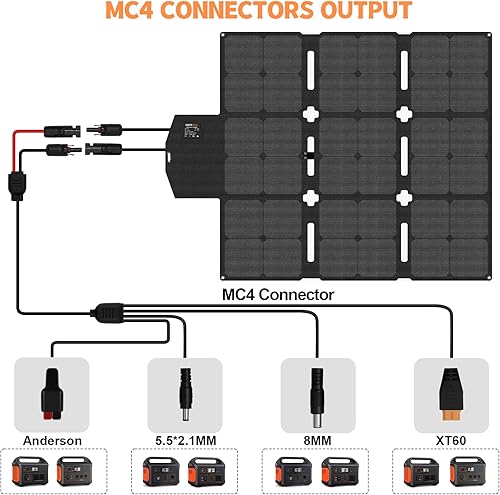 Miniatura 5 de Panel solar plegable de 120 W con conector MC-4, panel solar portátil para camping, cargador de panel solar plegable para estación de energía