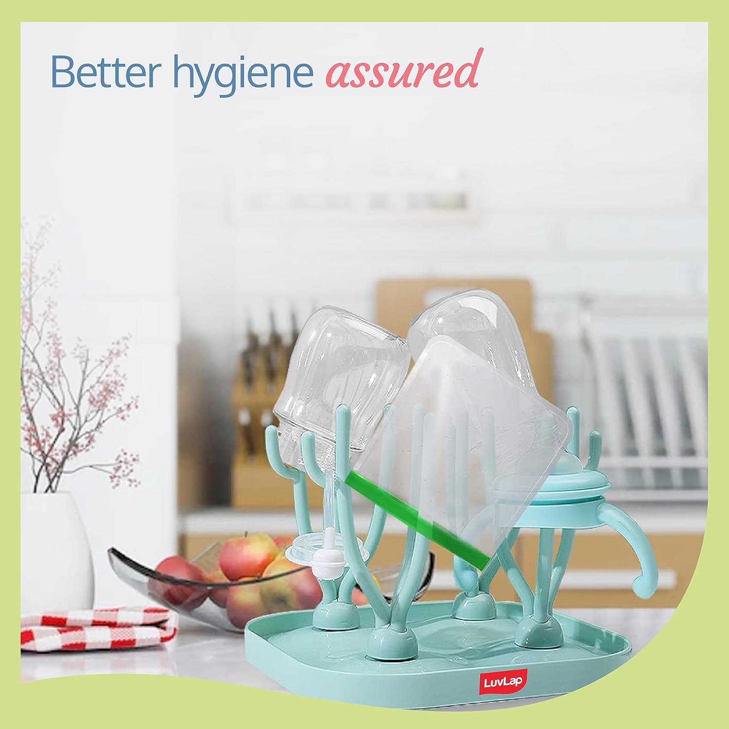 LuvLap Baby Bottle Drying Rack with Branch Shaped Dryer - Complete Solution for Pacifier, Brush, and Accessories: Easy Sterilization, Cleaning, Storage & Travel (Light Blue) 5 81YVSTZ3VCL. SL1500