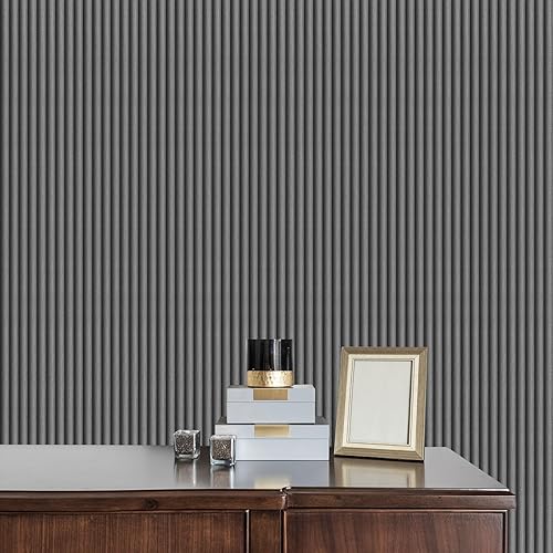 Miniatura 10 de Papel tapiz de rayas de madera autoadhesivo para despegar y pegar, papel de contacto de madera de 23.6 x 196 pulgadas, papel tapiz de rejilla de