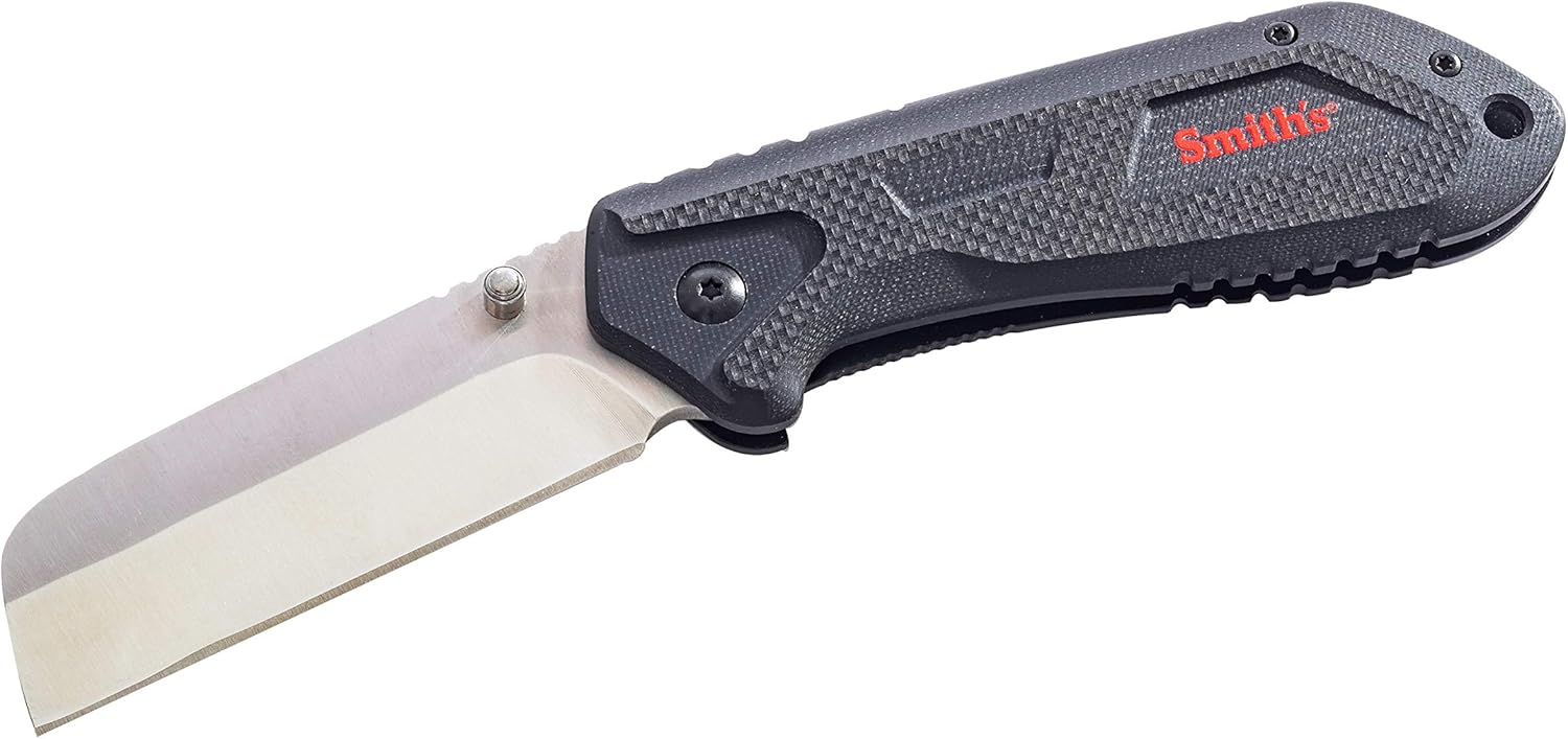 Smith's 51241 EdgeWork-Site Wharncliffe Folding Knife – 2.95” Stainless Steel Blade - Frame Lock – Pocket Clip – Textured Handle – Easy Open Pocket Knife – Everyday Carry
