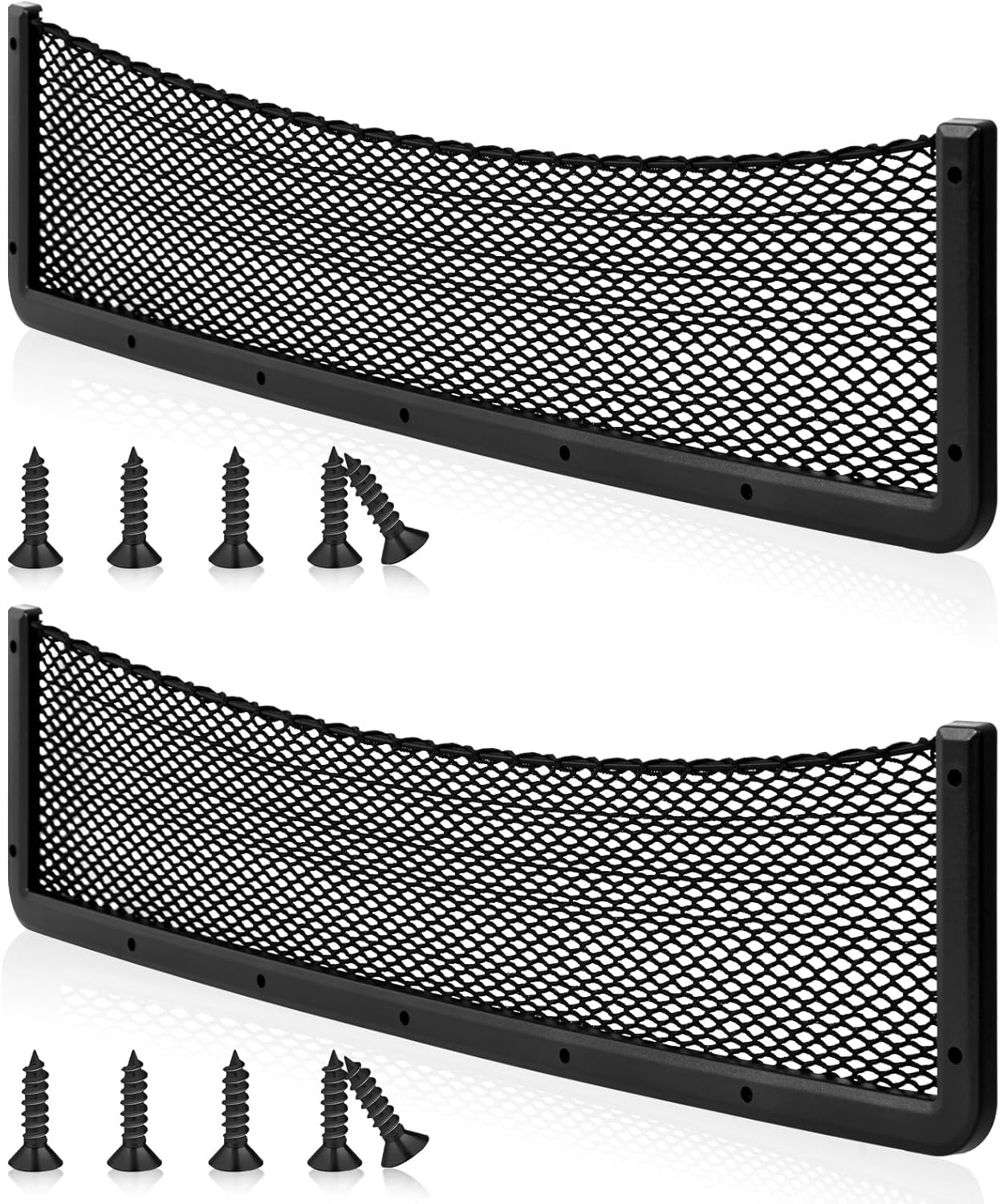 Frienda 2 Pcs ABS Plastic Frame Car Storage Net Bag Phone Car Mesh Net Holder RV Storage Boat Cargo Pocket Organizer Framed Mesh Pocket with Screws for Auto RV (32 x 8 Inch)