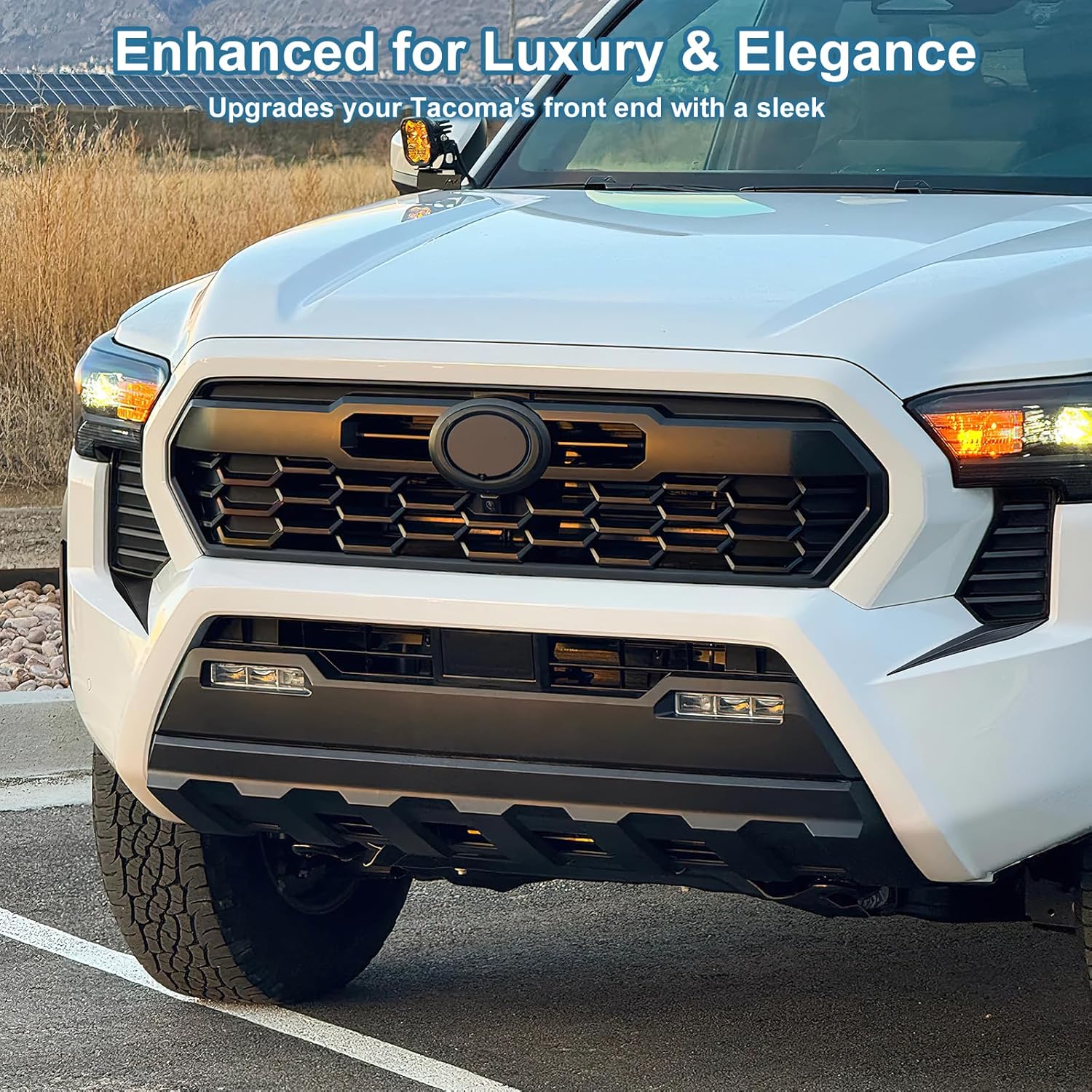 Front Side Grille Patch Decor Compatible with 2024 2025 2026 Toyota Tacoma - Enhances Truck's Style Custom Fit 4th Gen Tacoma Accessories Front Headlight Grille Decals (Black Texture)