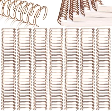 Vmiapxo 24pcs 1" Diameter 23 Holes Metal Double Loop Binding Wire Large Binding Comb Spine Book Cinch Binding Machine Wire for School Office Notebook Maker Rose Gold