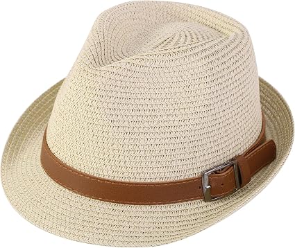 YoungLove Beach Straw Fedora Hat w 