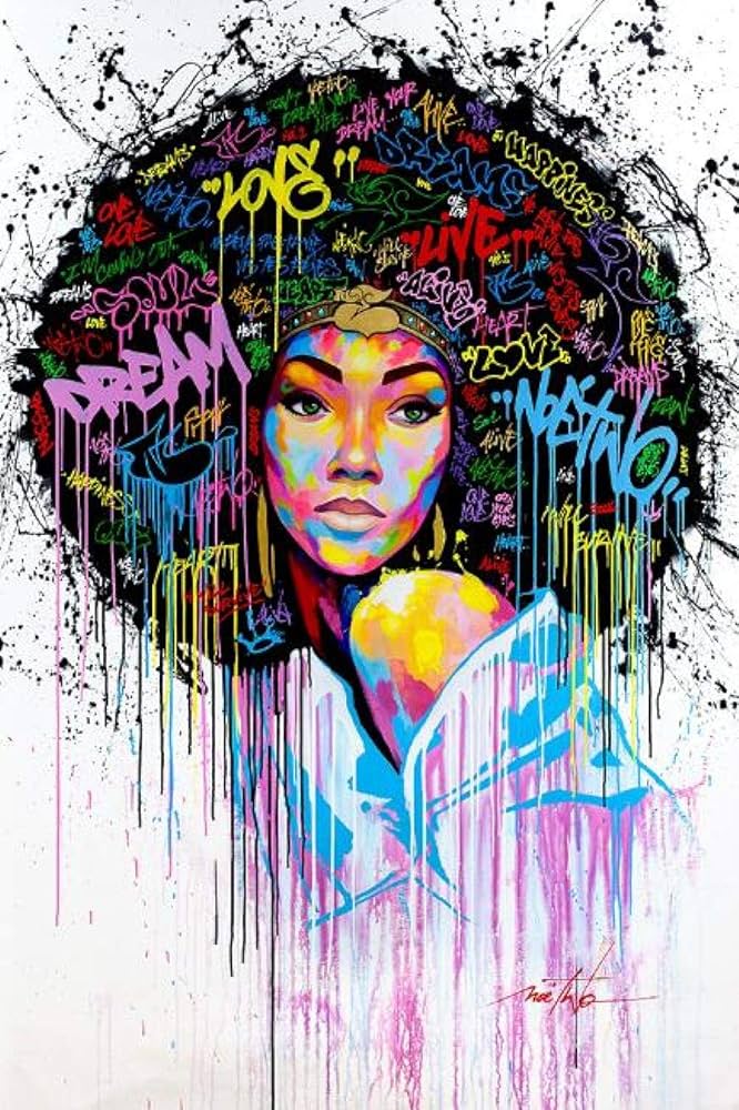 Amazon.co.jp: 大きなポスター黒人女性グラフィティアートキャンバス