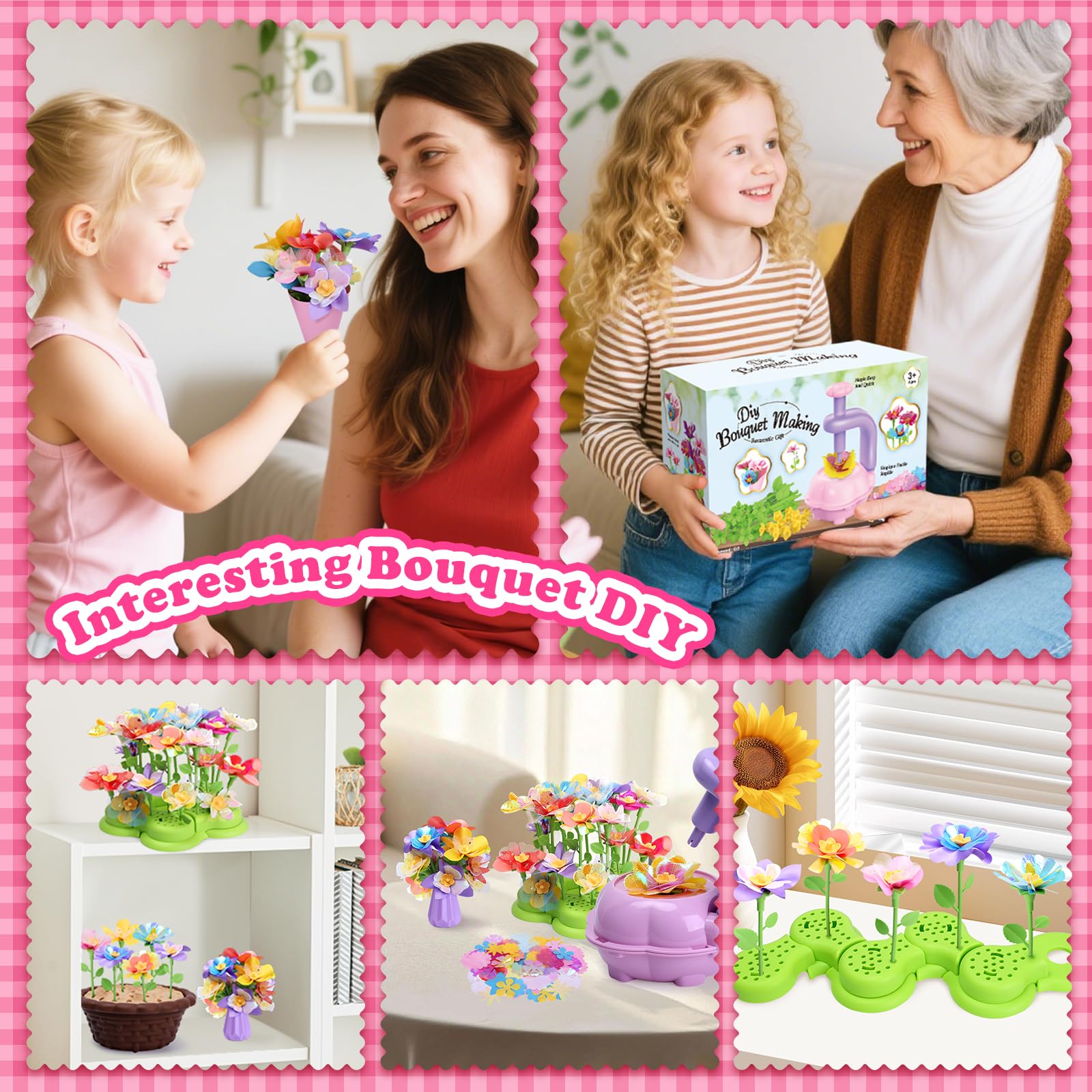 Sumsoltic Mädchen Spielzeug Blumenpresse Bastelset Kinder 4 Jahre, DIY Blumen Basteln Spielzeug Mit Blumenmaschine, Blumenstrauß Geschenke für Mädchen ab 3 4 5 6 7 8 9 10 Jahre