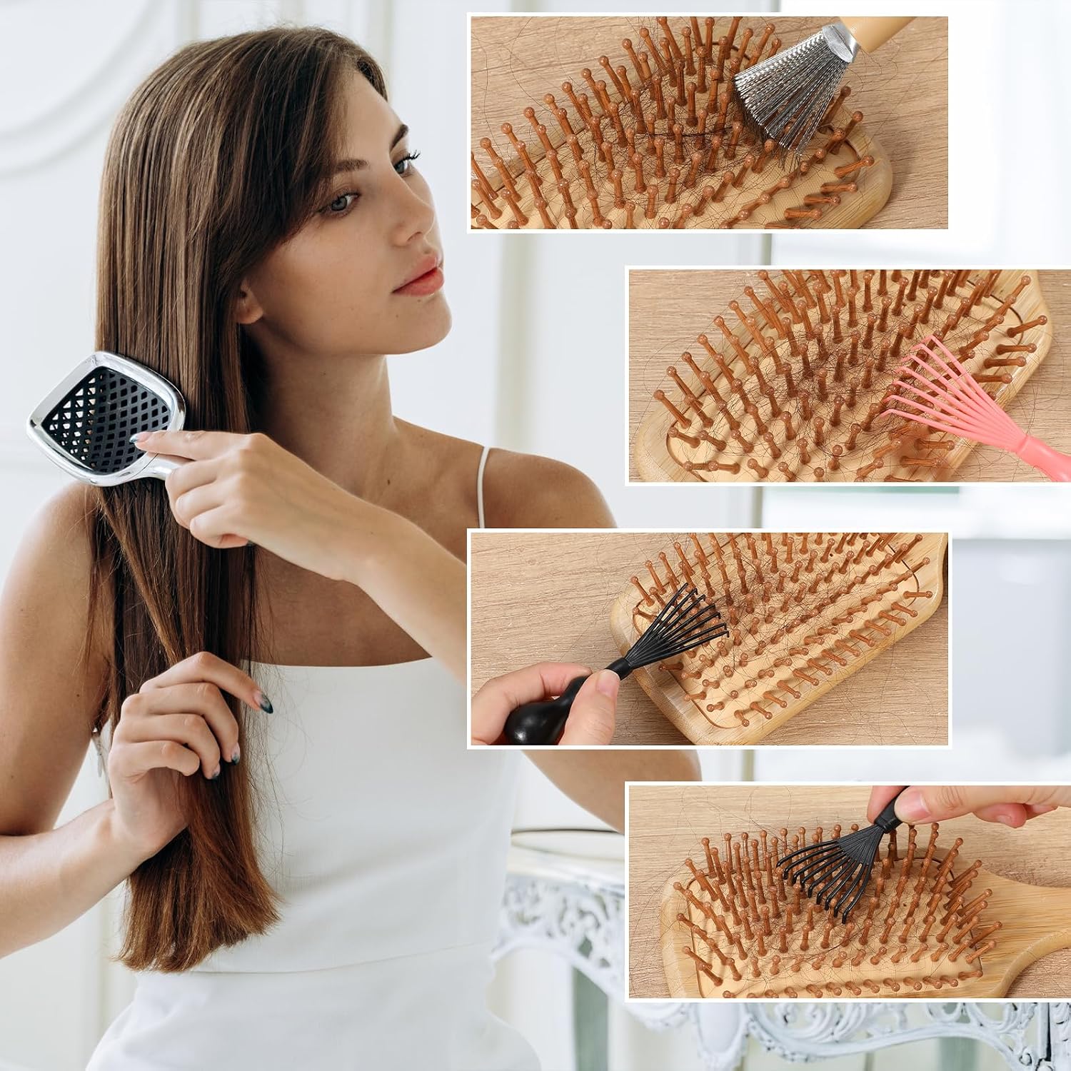 Tyqour 5 PCS Hair Brush Cleaner Tool, Hairbrush Cleaner Tool, Comb Cleaner, Hair Brush Cleaning Tool for Removing Dust Home Salon Use (5 Style)