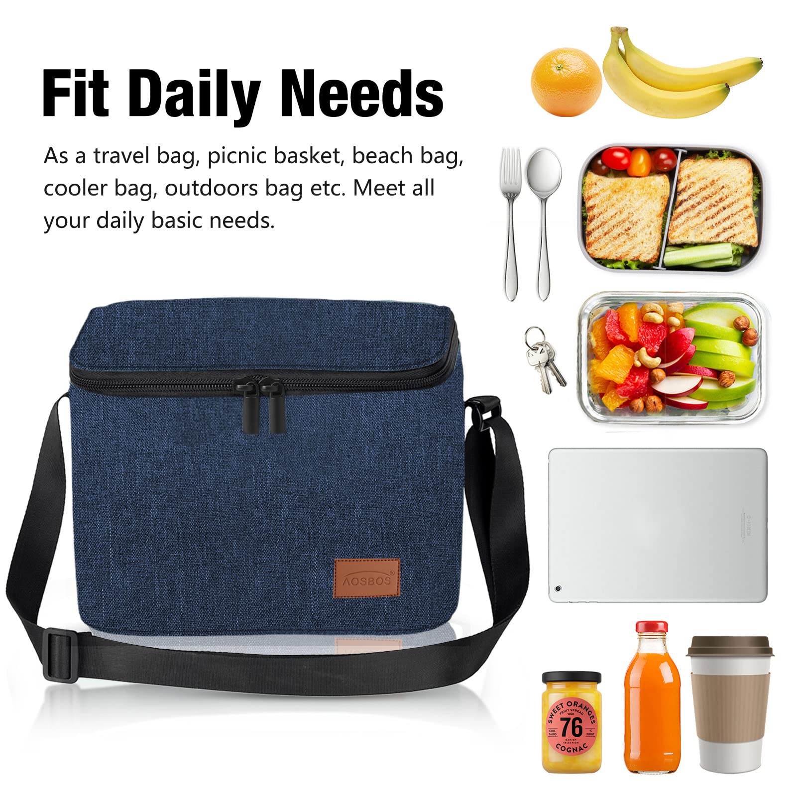 Borsa Termica Pranzo Aosbos 8.5L Motivo Floreale - Per Scuola, Ufficio, Picnic - Isolante 4-6 Ore - Foto 4