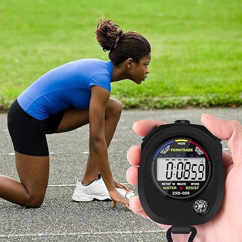 Miniatura 7 de Cronómetro impermeable, cronómetro digital, cronómetro deportivo, temporizador de intervalos con pantalla grande (6)