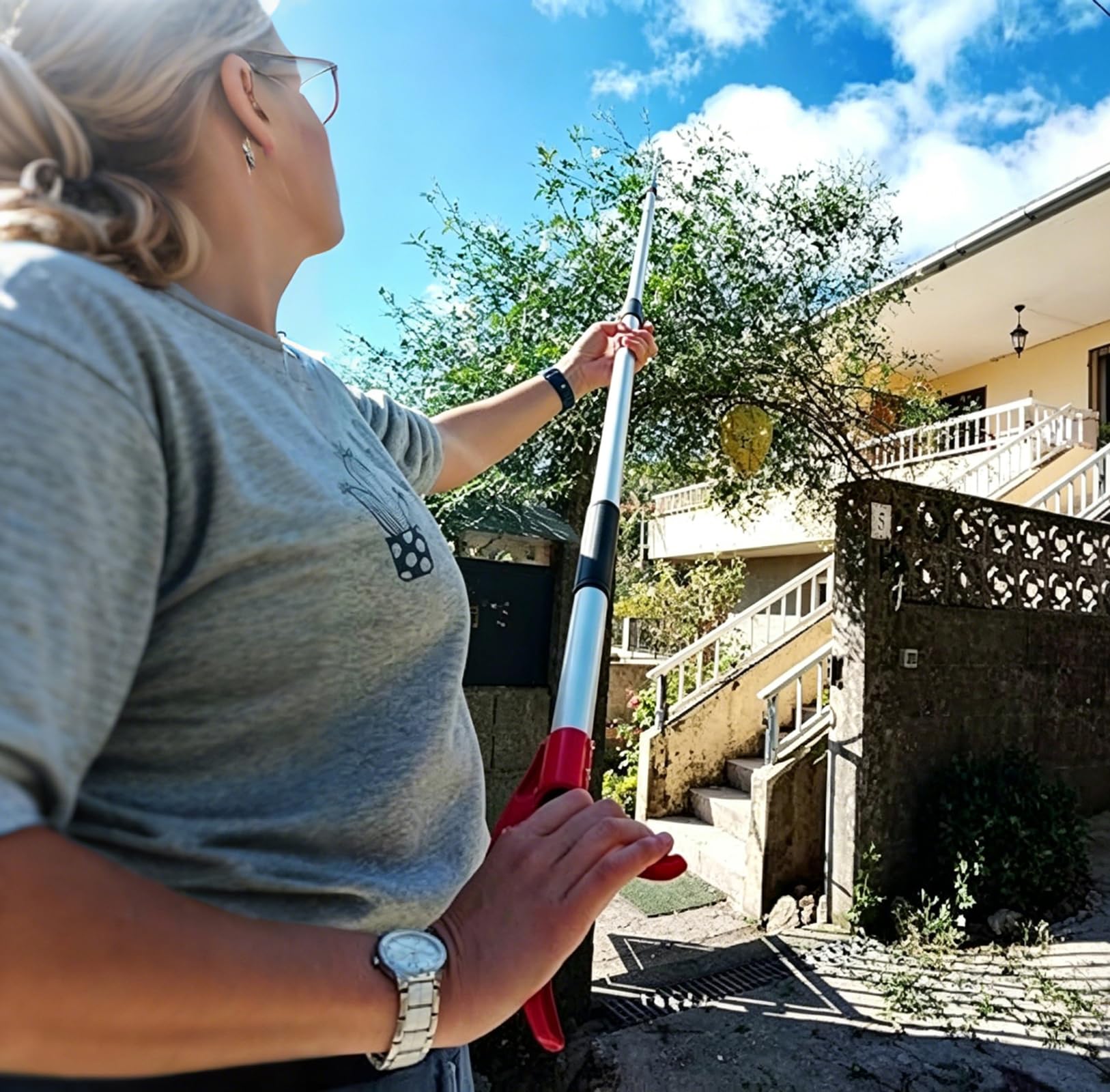 Tijeras de Podar Telescópicas Extensibles Manuales Para Estanques Rosas con Mango Telescópico, Tijeras de podar largas telescópicas (1,3 – 2,3 m) Tijeras con Pertiga