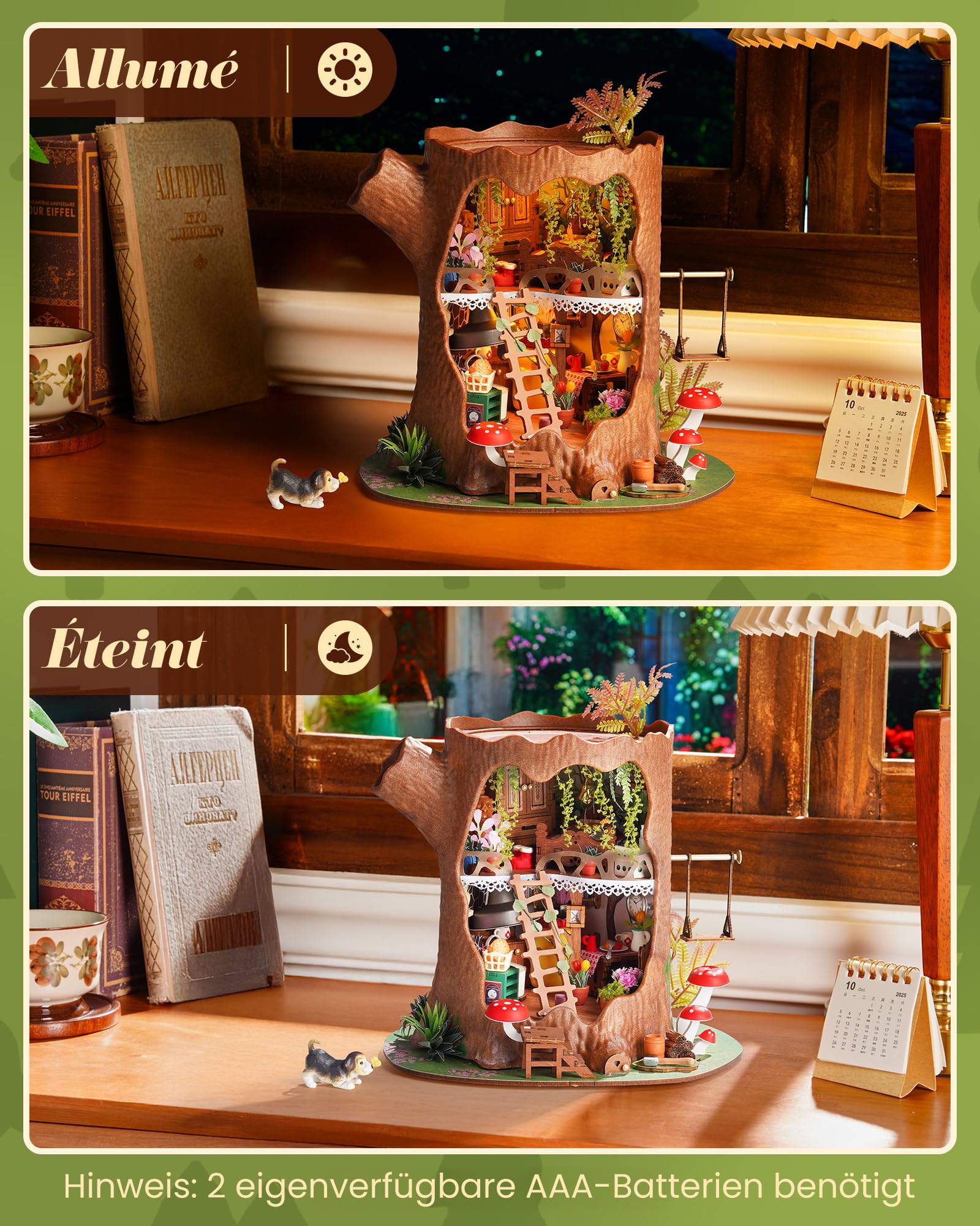 Rolife Miniature Maison Cabane dans Les Arbres de Conte de fées, 275 pièces Maquette Maison 3D Puzzle Maison de Poupée en Bois 3D à Construire Book Nook pour Adultes Pas de Colle nécessaire