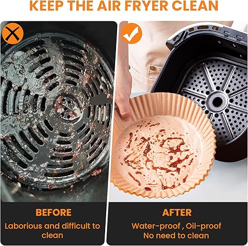 Miniatura 3 de Maiqufa - 100 forros de papel desechables para freidora de aire a prueba de aceite impermeables para hornear cocinar freír y asar microondas 63