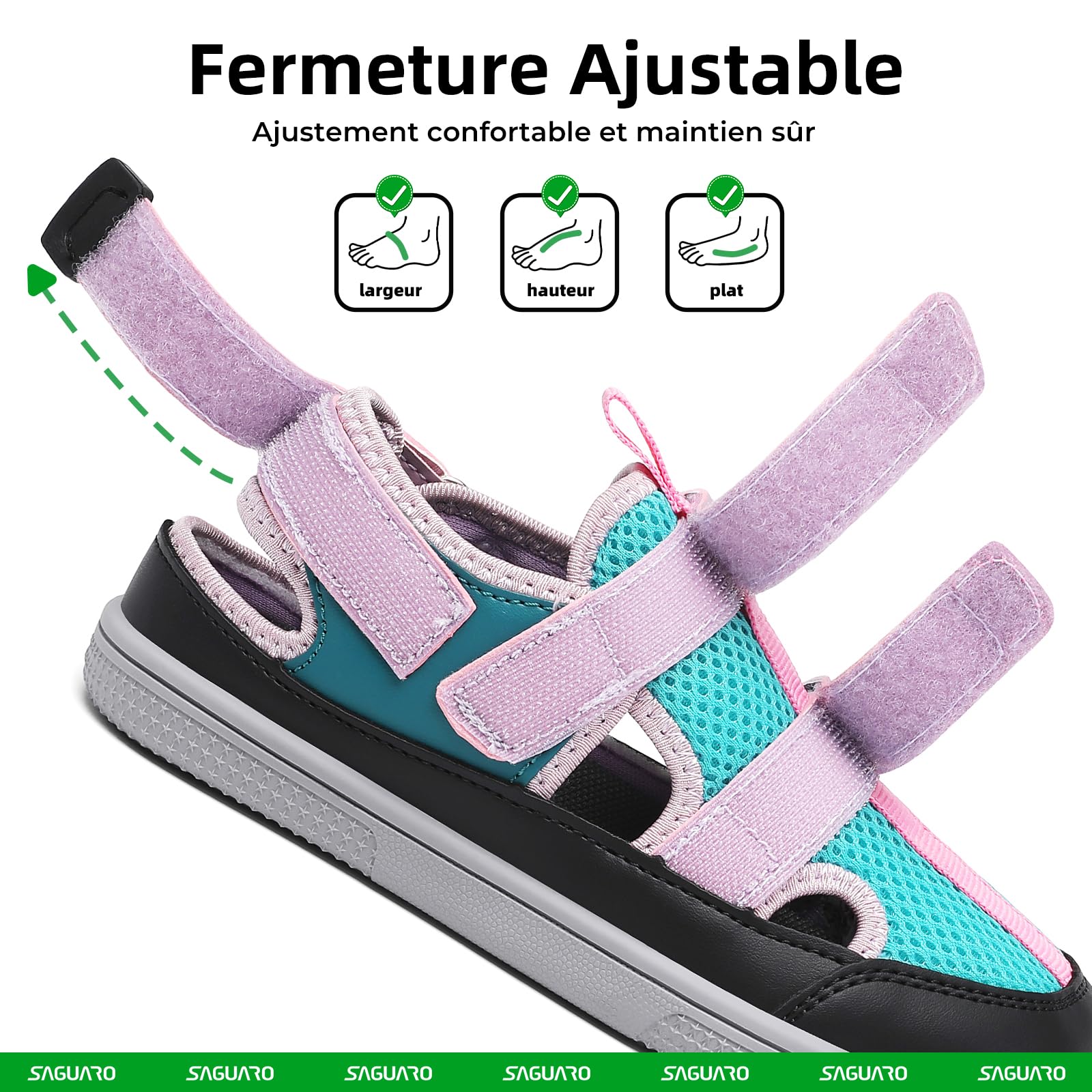 SAGUARO Sandales Barefoot Enfant à Bout Fermé Chaussures d’Été Respirantes avec Scratch, Bout Large et Zéro Drop