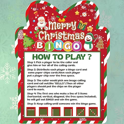 Miniatura 4 de Juego de tarjetas de bingo de Feliz Navidad, 24 jugadores, juegos de fiesta de Navidad, actividades de mesa para aula familiar, vacaciones, grupo,