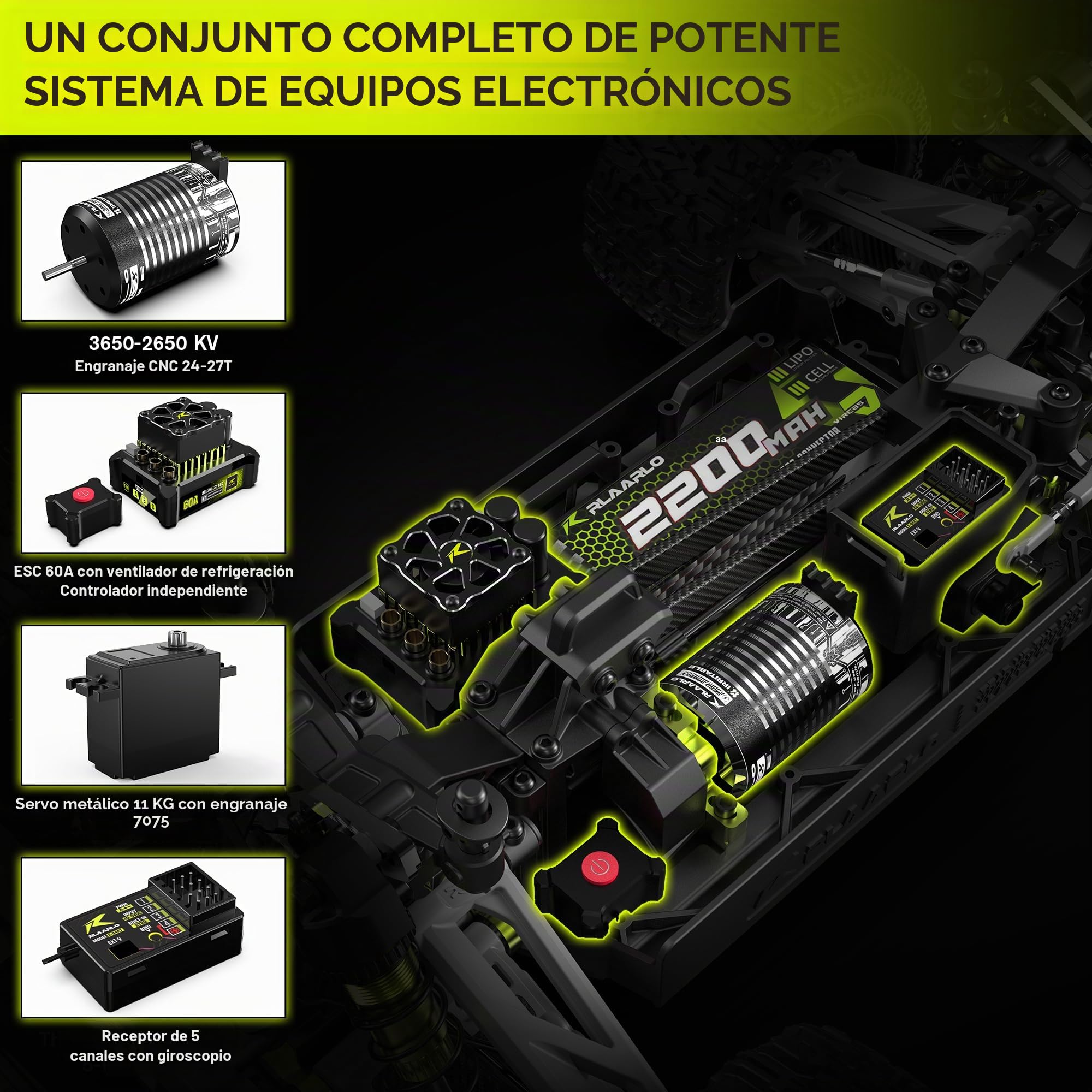RIAARIO Coches Control remoto Mini 1:10 RC sin Escobillas para Adultos Max 50 mph Todo Terreno Camiones de Recreación Eléctricos Todo Terreno Monster Trucks 4WD Camión Control remoto Impermeable con