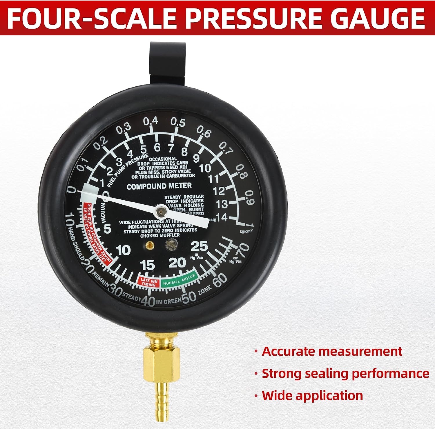 Fuel Pump Pressure and Vacuum, Carburetor Intake Manifold, and Vacuum Test,Car Fuel Pump and Vacuum Tester Gauge