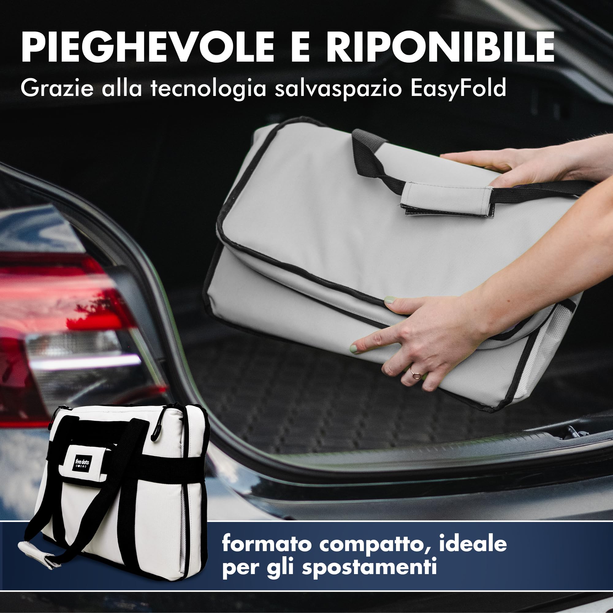 five dots Borsa Termica Porta Pranzo - Borsa Porta Pranzo Termico con Raffreddamento fino a 12 Ore | Frigo Piccolo da Pranzo, Lunch Bag Pieghevole e Impermeabile | Ideale per Ufficio, Lavoro e Viaggi