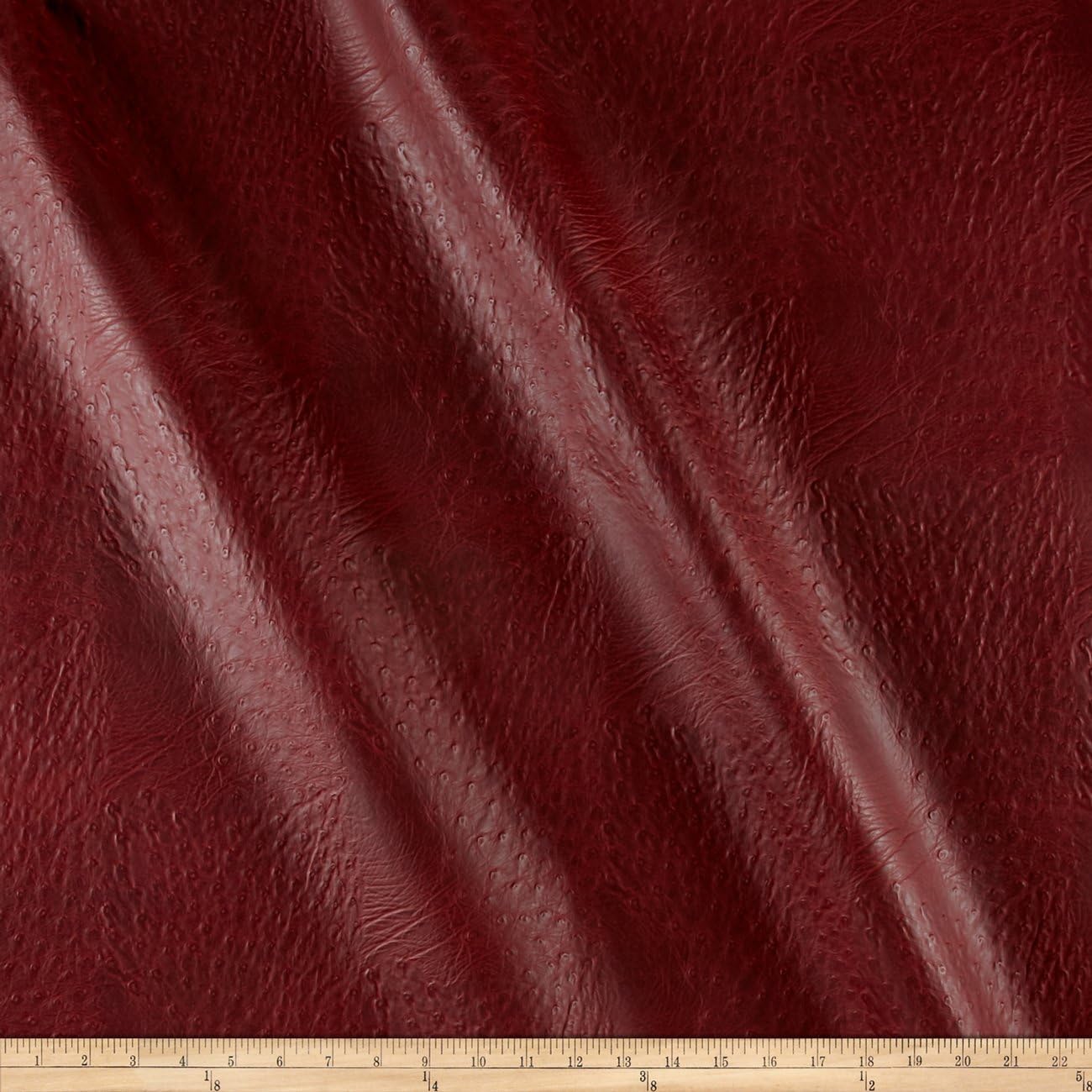 Faux Leather Ostrich Burgundy, Fabric by the Yard