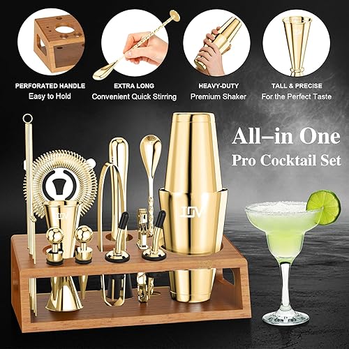 Miniatura 4 de IOV Boston Cocktail Shaker Set 16 piezas (dorado)