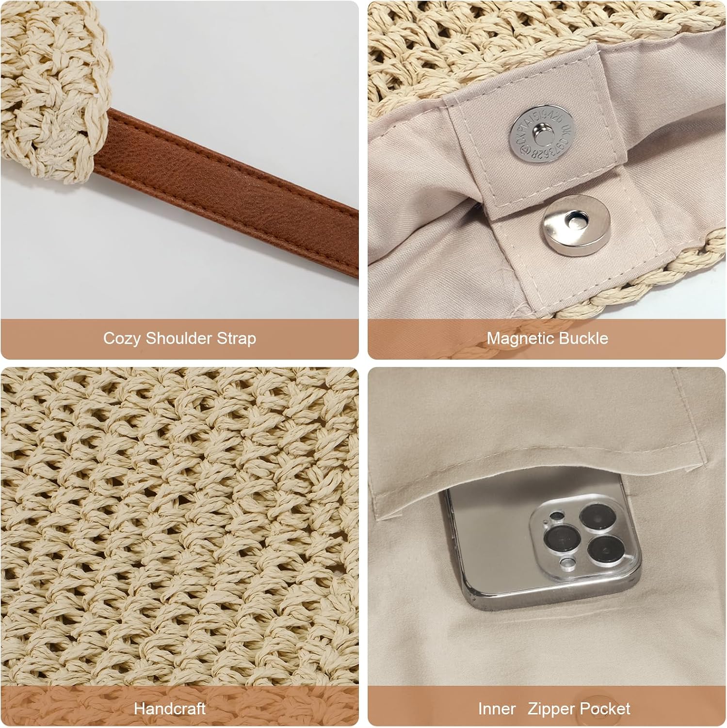 Straw Purses for Women 2025, Large Beach Bag Summer Woven Tote Bag with Tassels Beach Tote for Vacation - Image 7